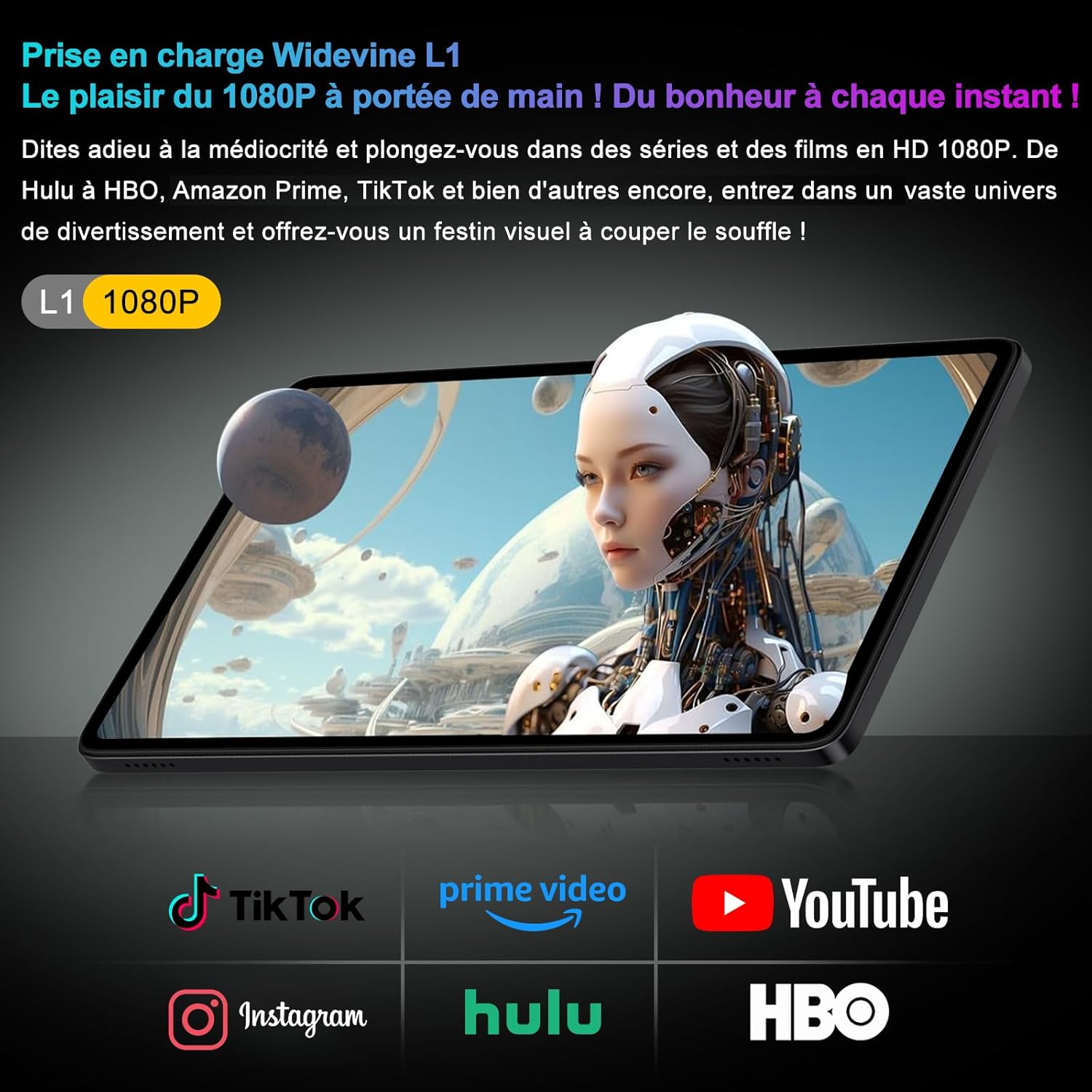 Thumbnail 5 de Android 15 Tablet 10.1" con Octa-Core 2.0GHz, 30GB RAM / 128GB ROM (espansione fino a 2TB), Gemini AI, 8000mAh, Widevine L1, 5G Wi‑Fi, Face ID, Tastiera e Mouse (Nero)