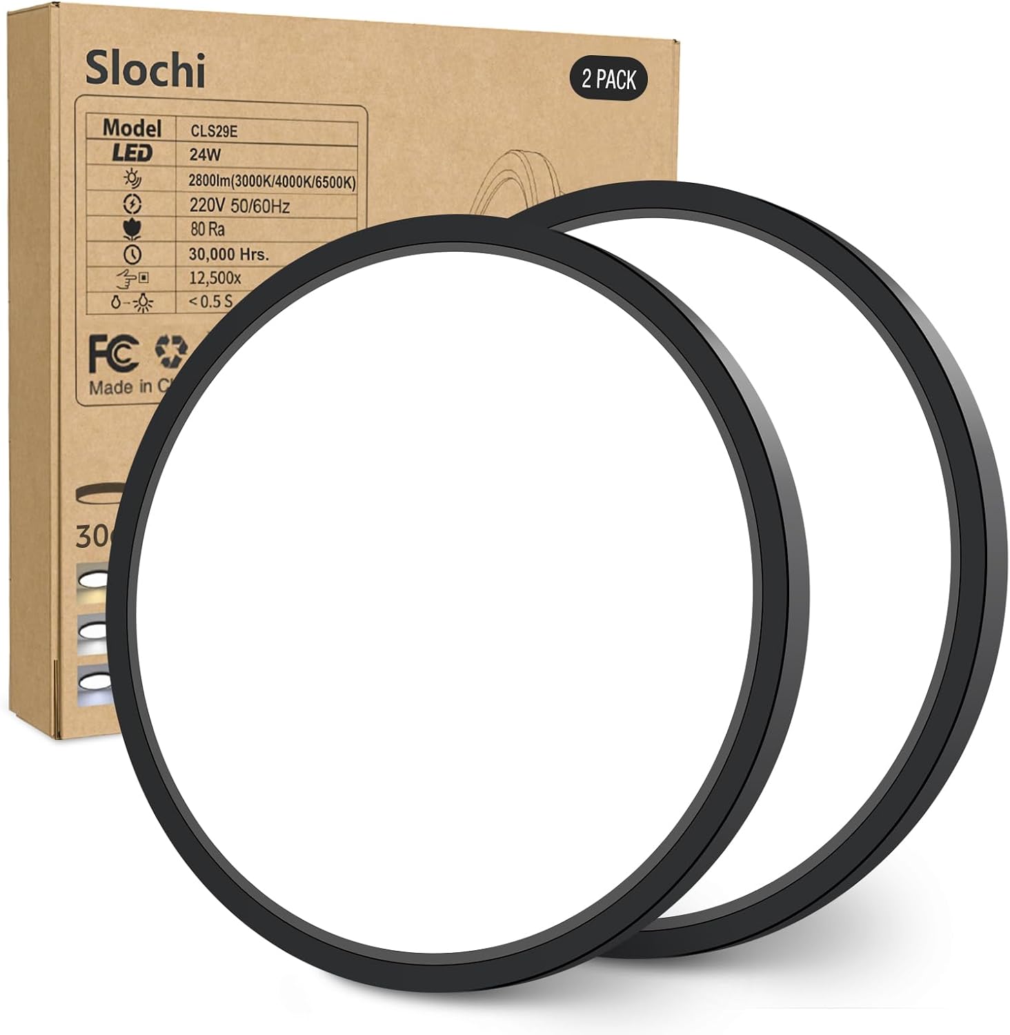 Thumbnail 6 de slochi Bathroom Light: 3‑in‑1 Colour Temperature, 18W, 22cm Round Flush Ceiling Light (Gold)