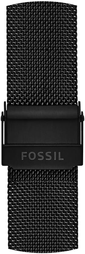 Thumbnail 1 de Fossil Femmes Bracelet de Montre en Cuir et Acier Inoxydable – Maille Noire 18 mm, Échangeable