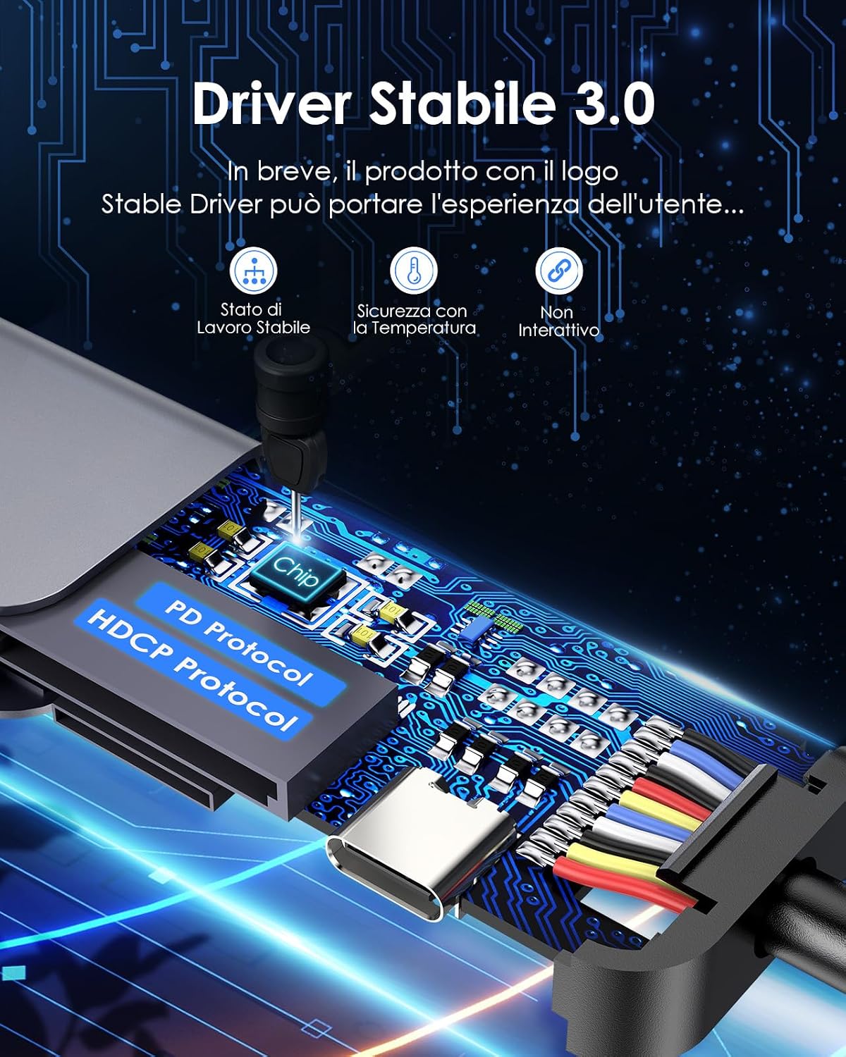 Detalle 2 de LENTION Hub USB-C 7 in 1 con HDMI 4K@60Hz e USB-C PD 100W, lettore SD/TF (alluminio)