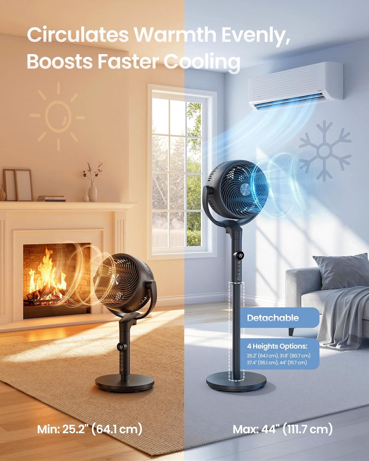 Thumbnail 6 de Songmics Standing Fan for Bedroom (XFC002B1UK) with Remote, 20 dB Quiet Operation and Oscillation