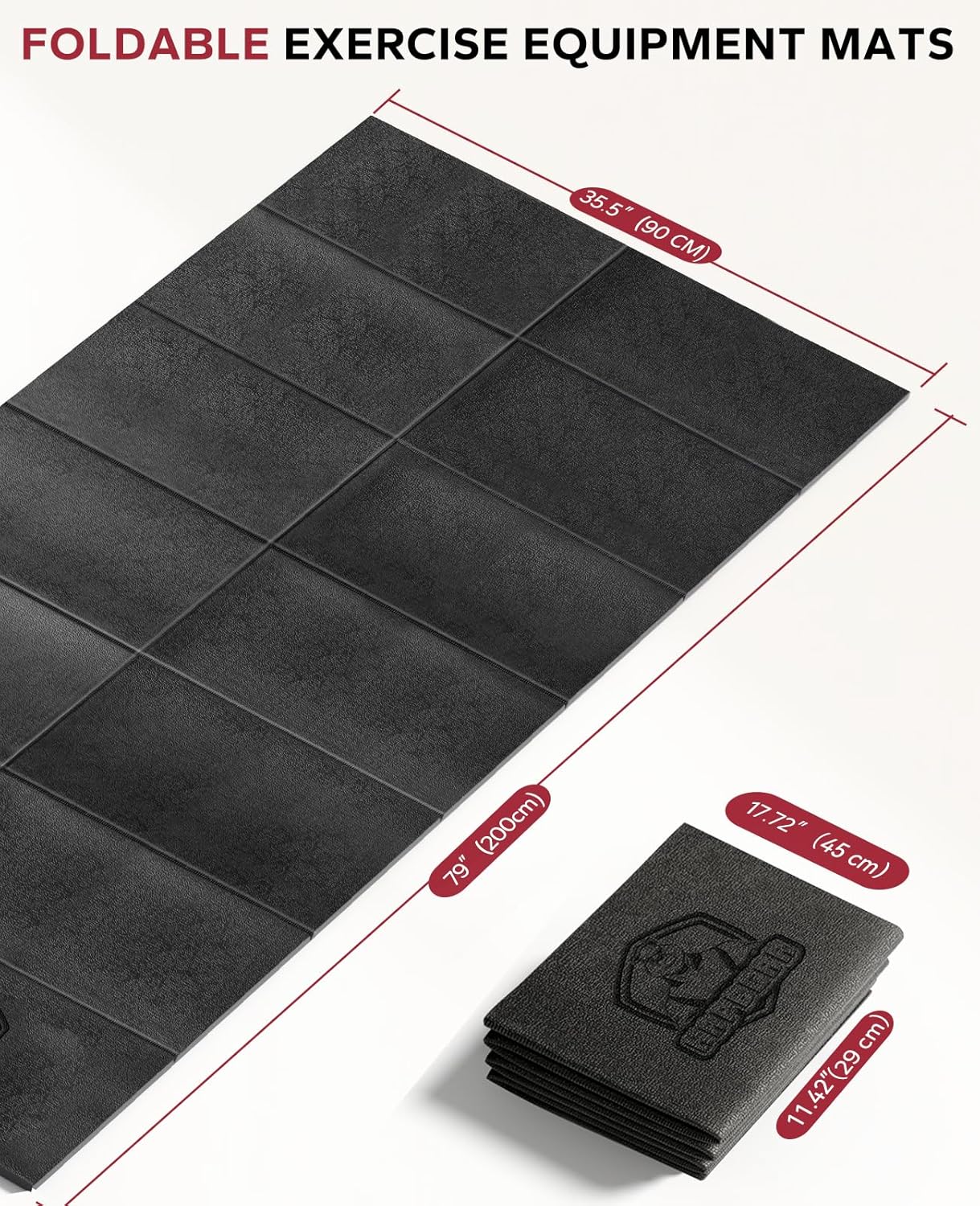 Detalle de HAPBEAR Foldable Treadmill Mat with 200×90cm Coverage – Heavy-Duty, Waterproof Floor Protector