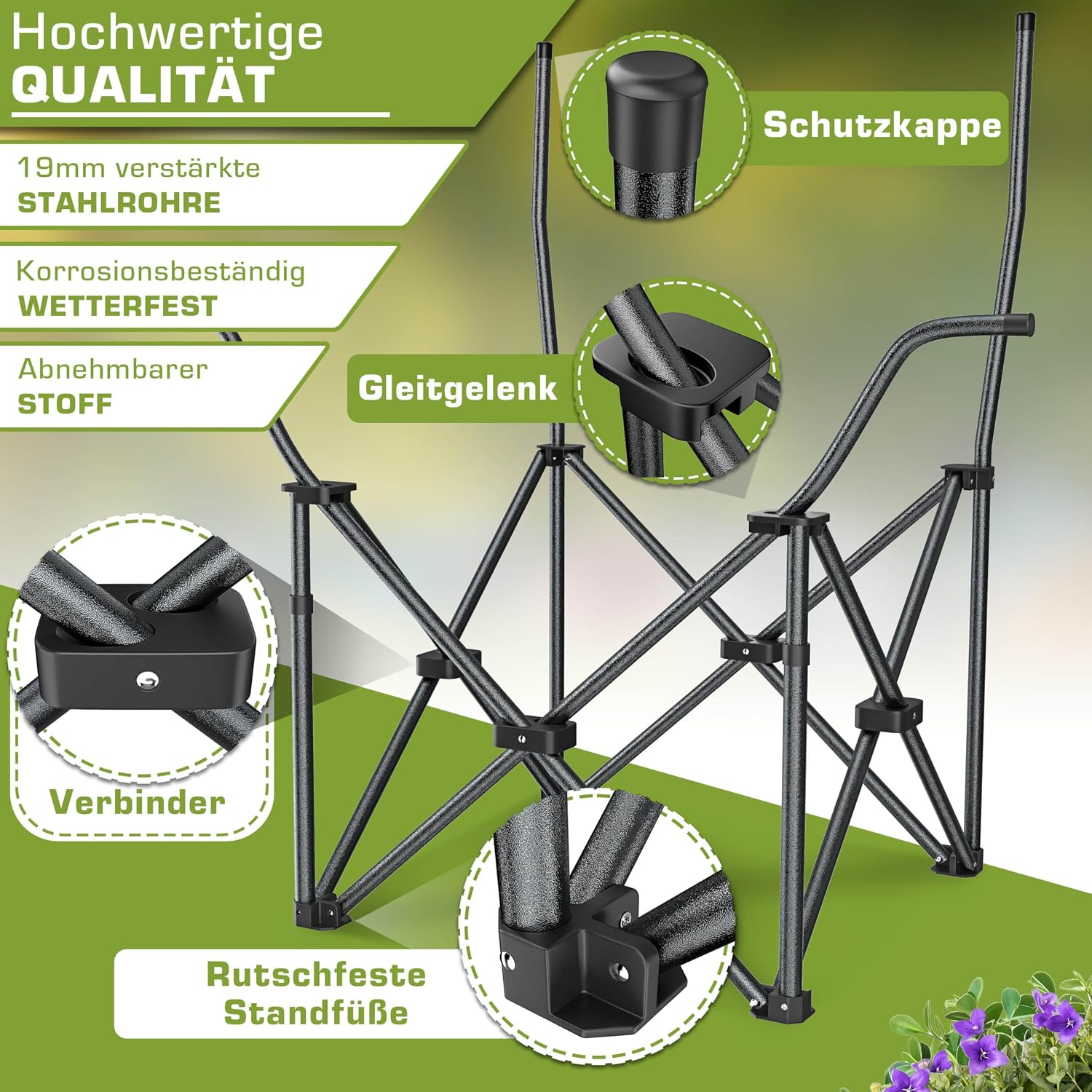 Thumbnail 3 de TRESKO Campingstuhl faltbar bis 200 kg mit Kühlfach, Getränkehalter & Seitentasche (XXL)