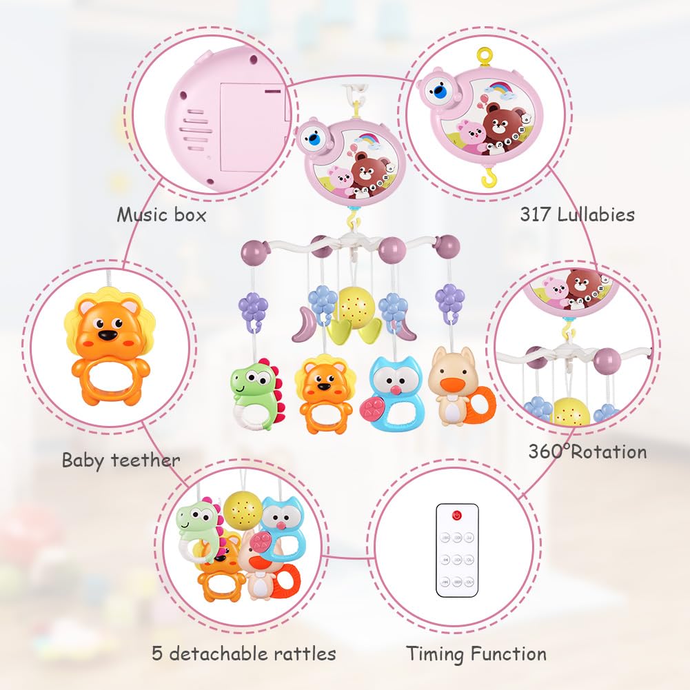 Detalle 1 de Aolso Babybett-Mobile Musik mit Timer