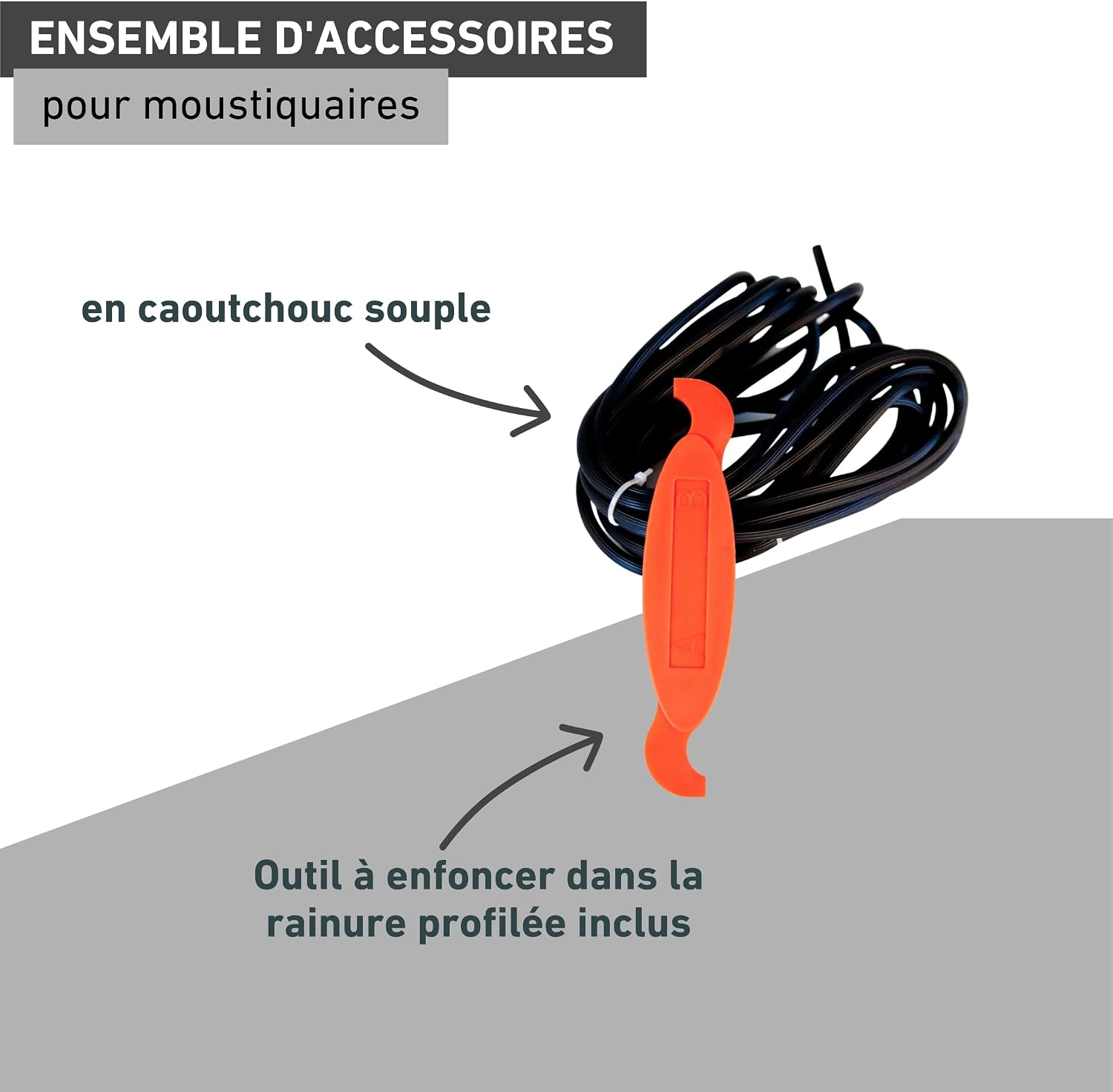 Detalle de Windhager03626 Bourrelet & Outil – Moustiquaire Keder Cordon en caoutchouc Ø 5 mm x 5 m, Noir