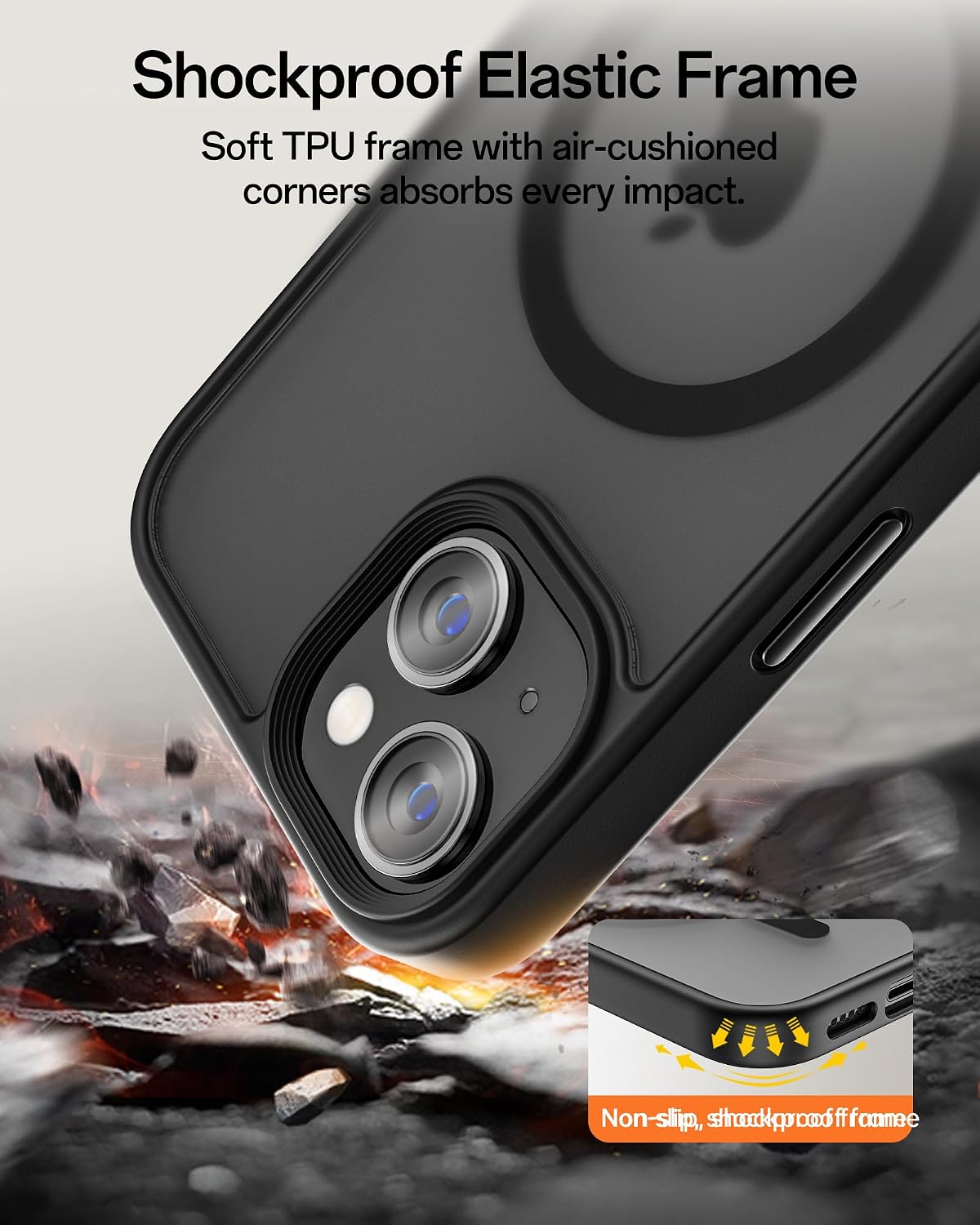 Detalle de UNBREAKcable Magnetic Case for iPhone 15 (6.1") with MagSafe ring – Black