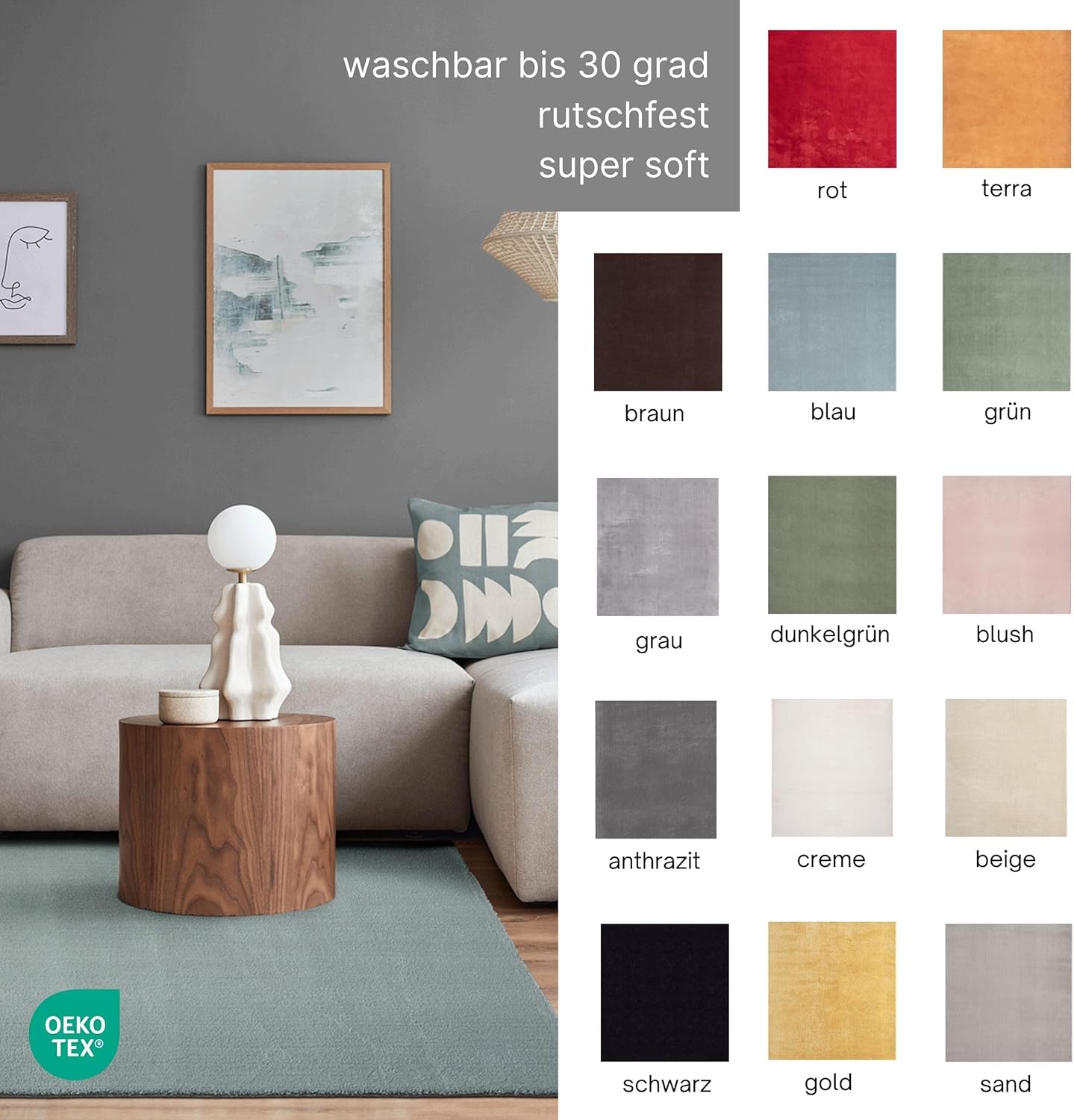 Thumbnail 3 de The Carpet Relax Alfombra Moderna Azul 60x110cm