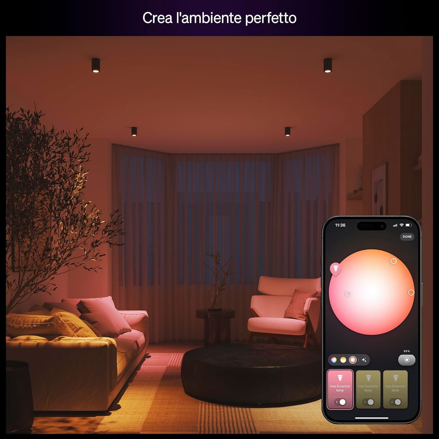 Thumbnail 2 de Philips Hue Essential Smart LED GU10 (Confezione da 4): lampadine intelligenti per colore e bianco, compatibili con Alexa, Google Assistant e Apple Home