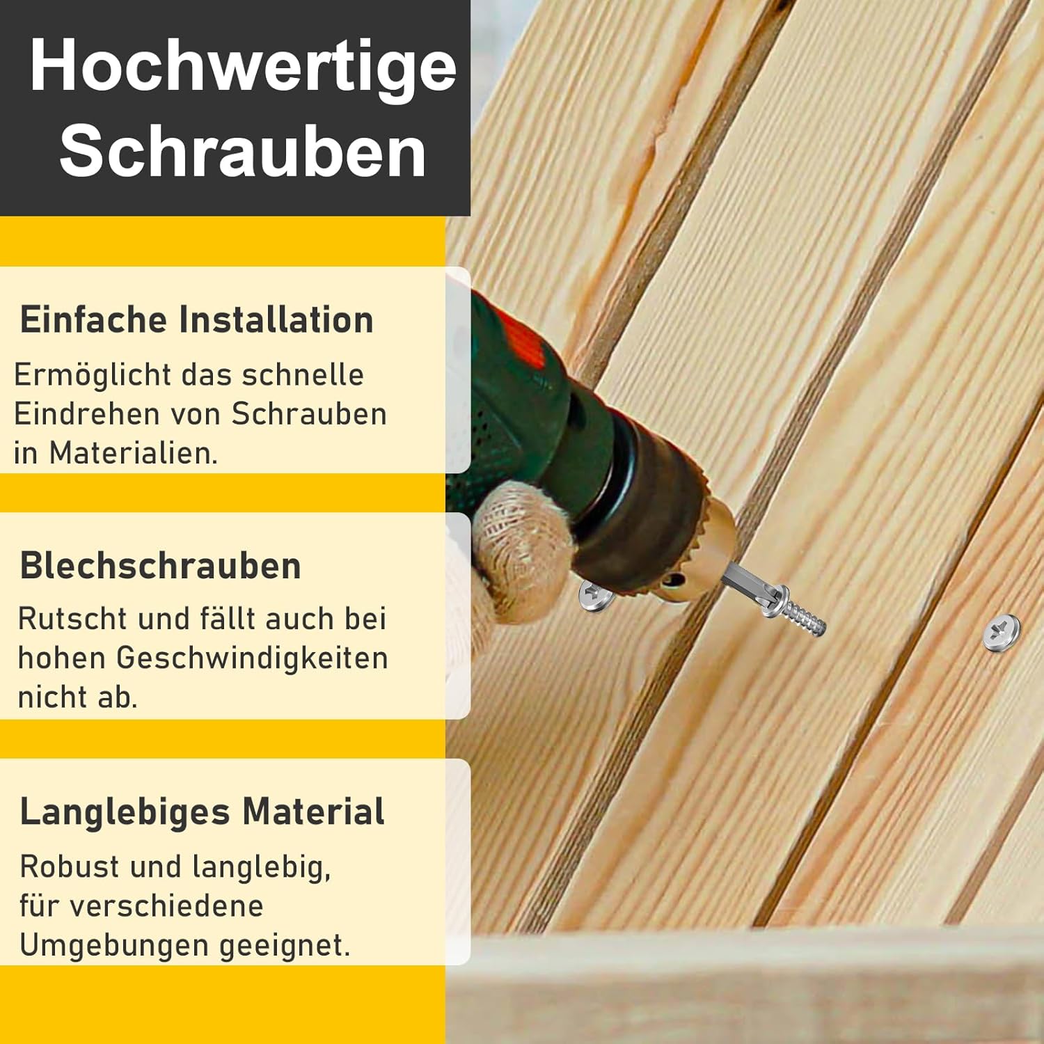Thumbnail 4 de Boltmax Holzschrauben M4 x 30 mm (20 Stück) Edelstahl A2 V2A mit Bit – Selbstschneidende Flachkopfschrauben