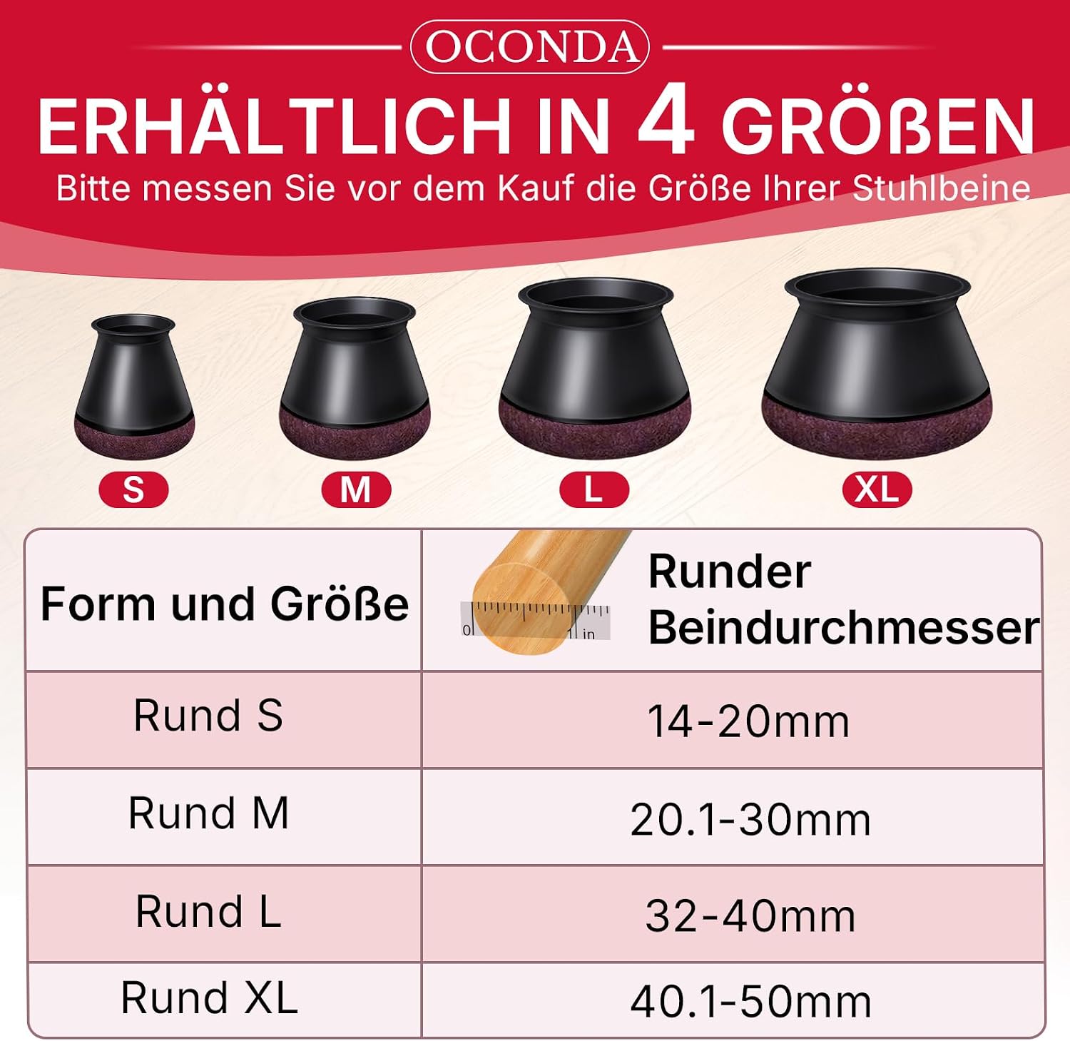 Thumbnail 1 de OCONDA Stuhlbeinkappen 24 Stück