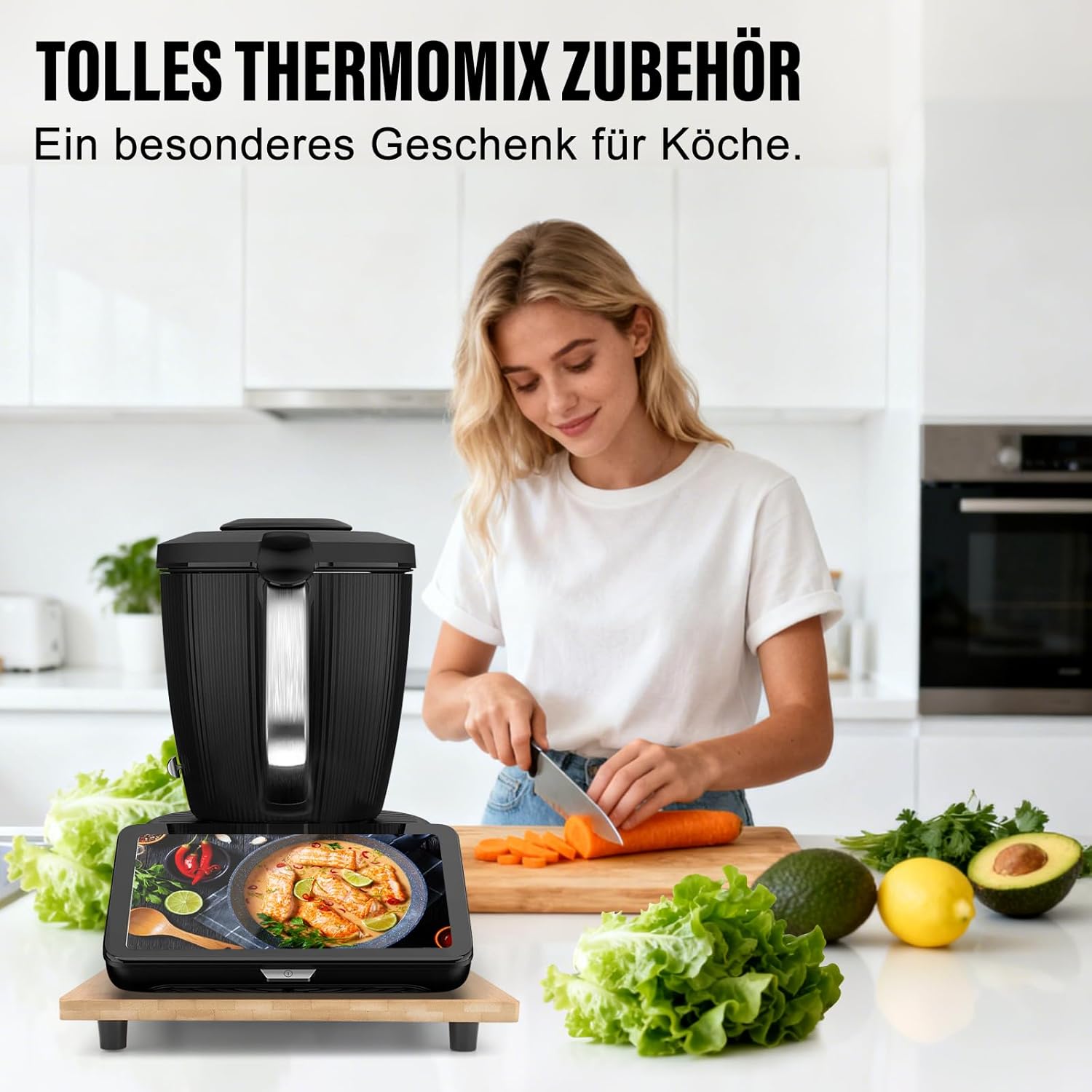 Thumbnail 5 de Bambus Gleitbrett für Thermomix TM7 mit 360° Rollen – müheloses Verschieben, rutschfest & stilvoll