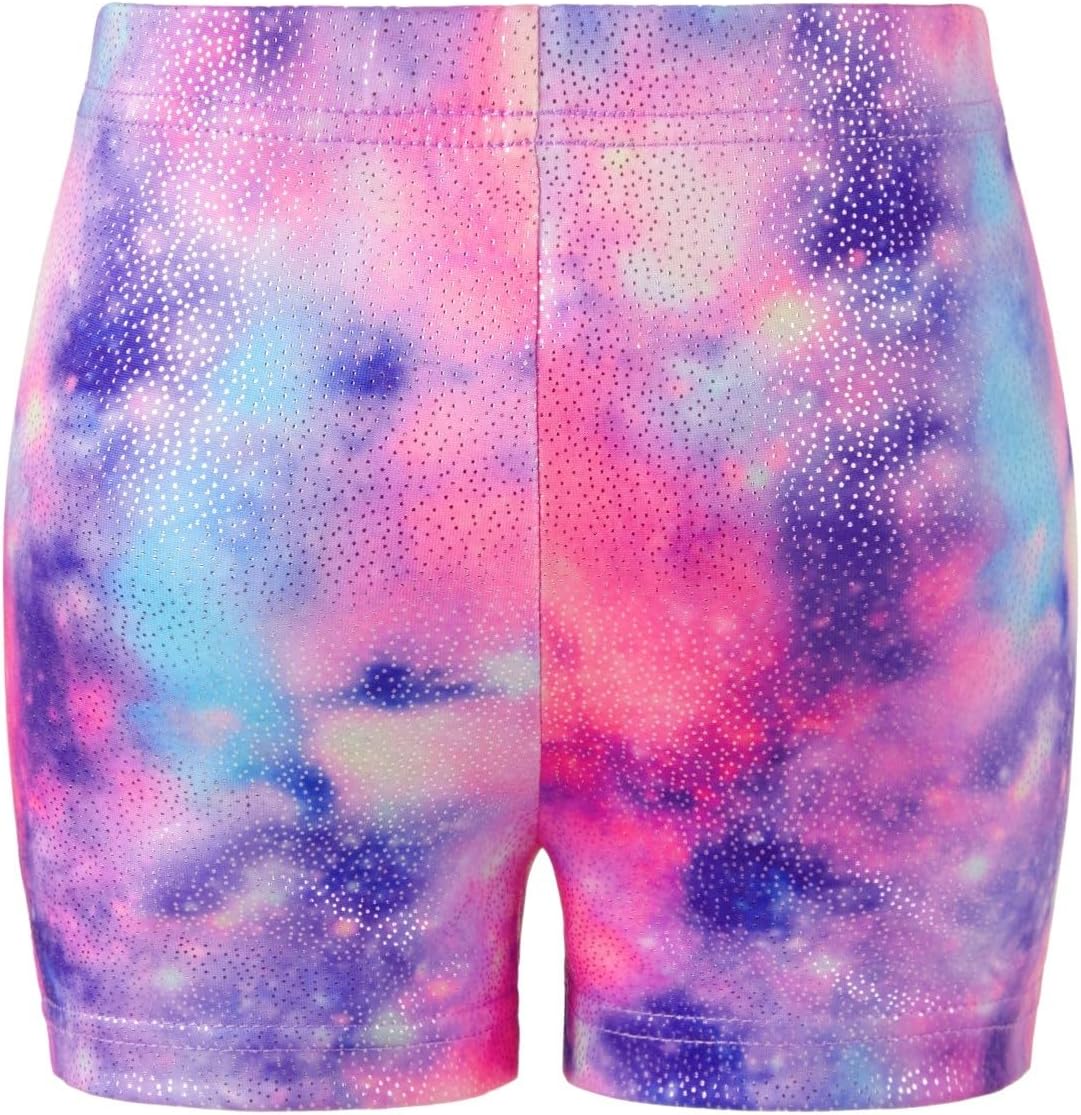 Detalle de Girls’ Three-Piece Gymnastics Leotard Set with Sparkling Gradient Design