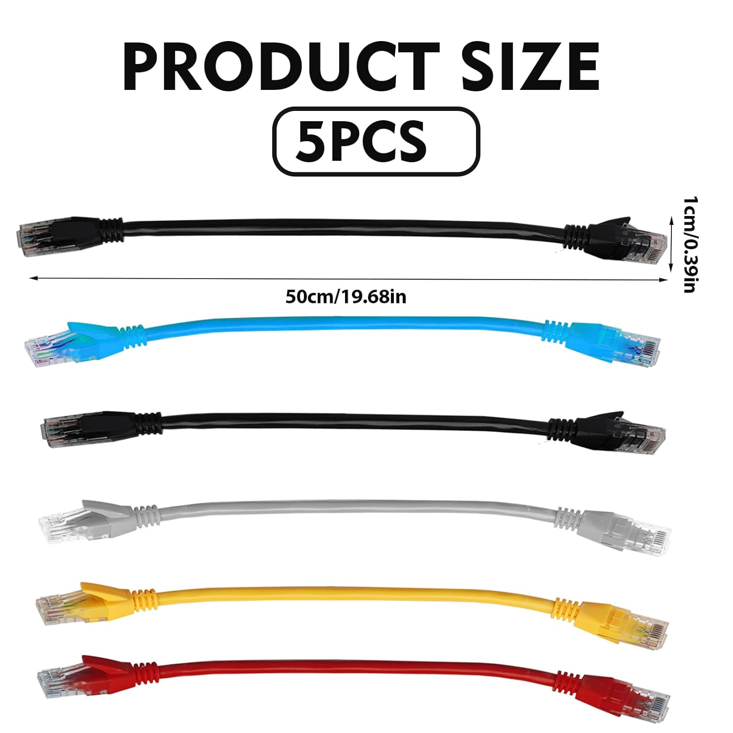 Thumbnail 1 de FunWorth Short Cat6 Ethernet Patch Cable 0.5m – 5-Pack (Multicolour)