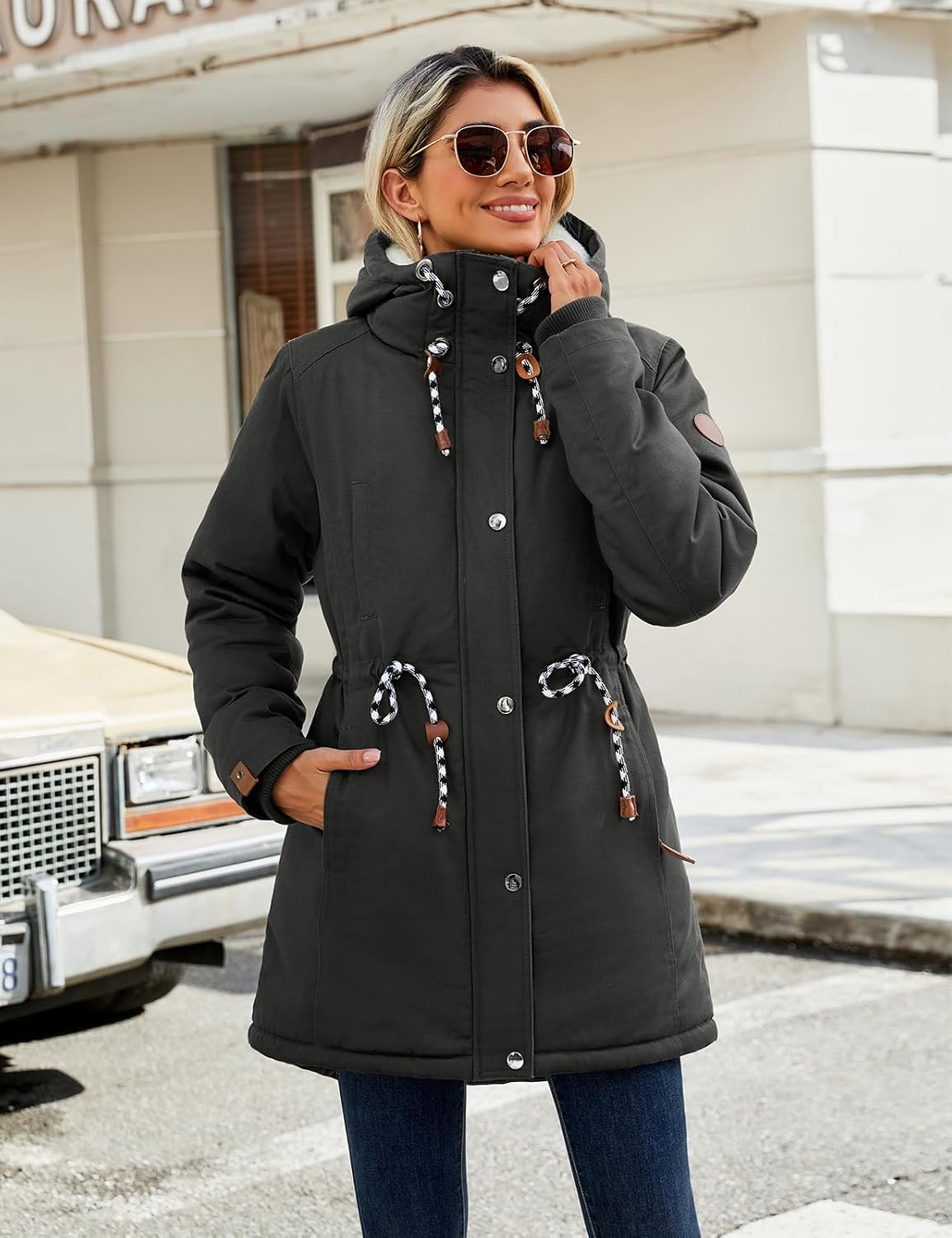 Detalle de Xnova Women’s Winter Fleece-Lined Cotton Parka Jacket with Hood