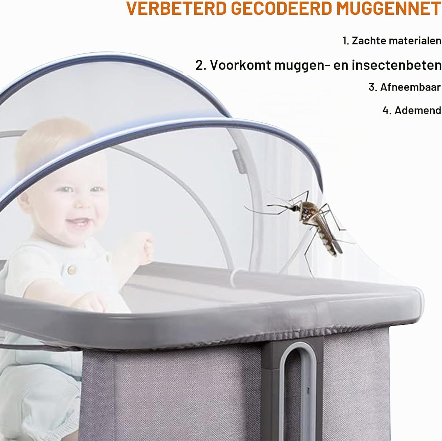 Detalle de Tryora 4483033 muggennet voor babybed, 55 x 100 cm, wit polyester