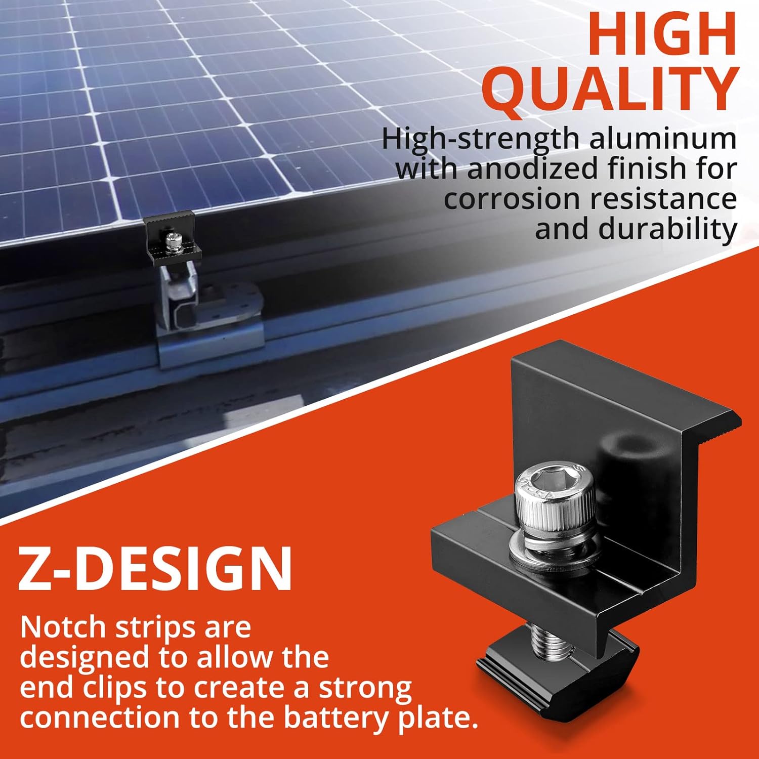 Thumbnail 4 de GETLITOOL Solarmodul Halterung 35mm Endklemme Kit – 10x Randklemme für Photovoltaik Schienenmontage