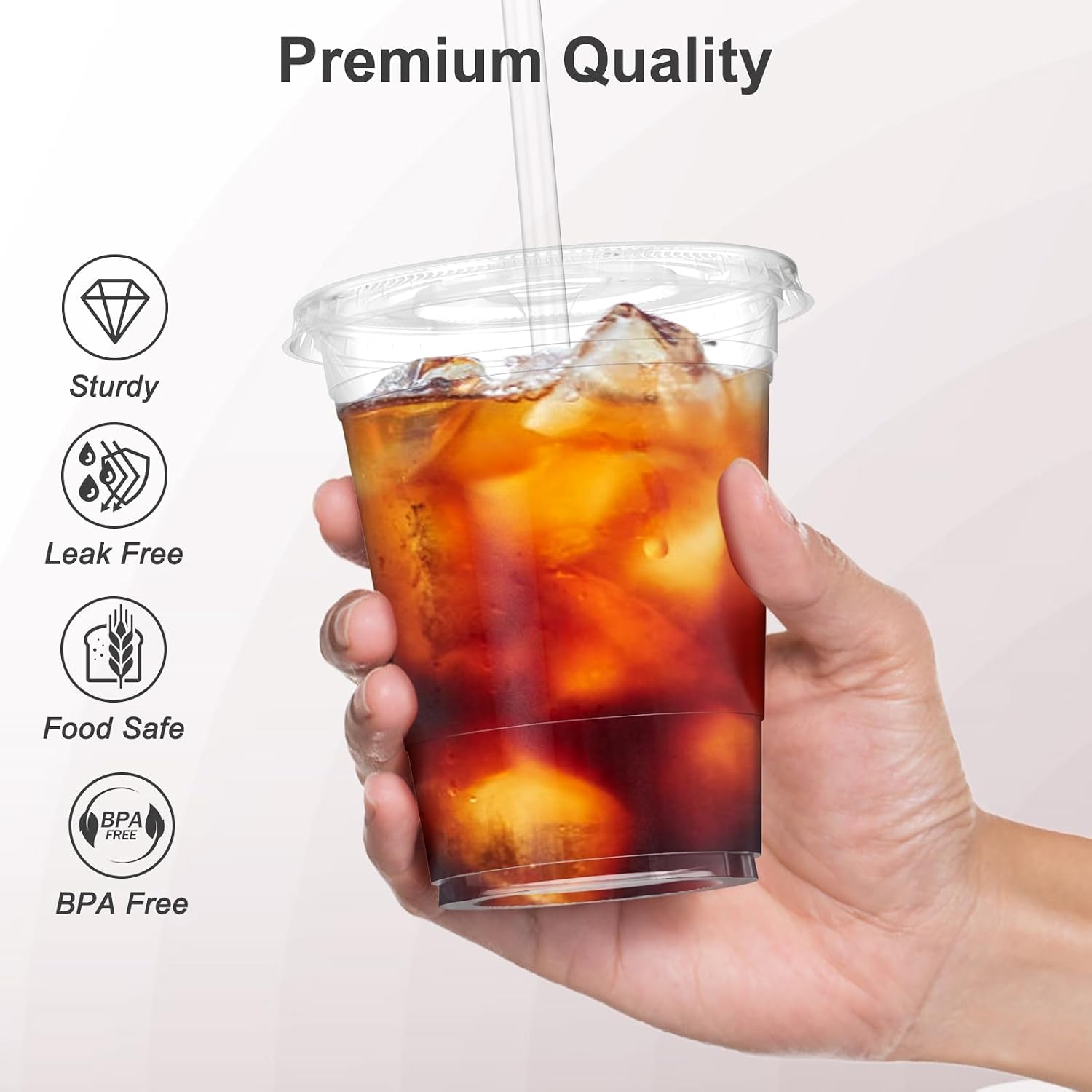 Detalle de Dealusy 16 oz Clear Plastic Cups 100-Pack 🥤