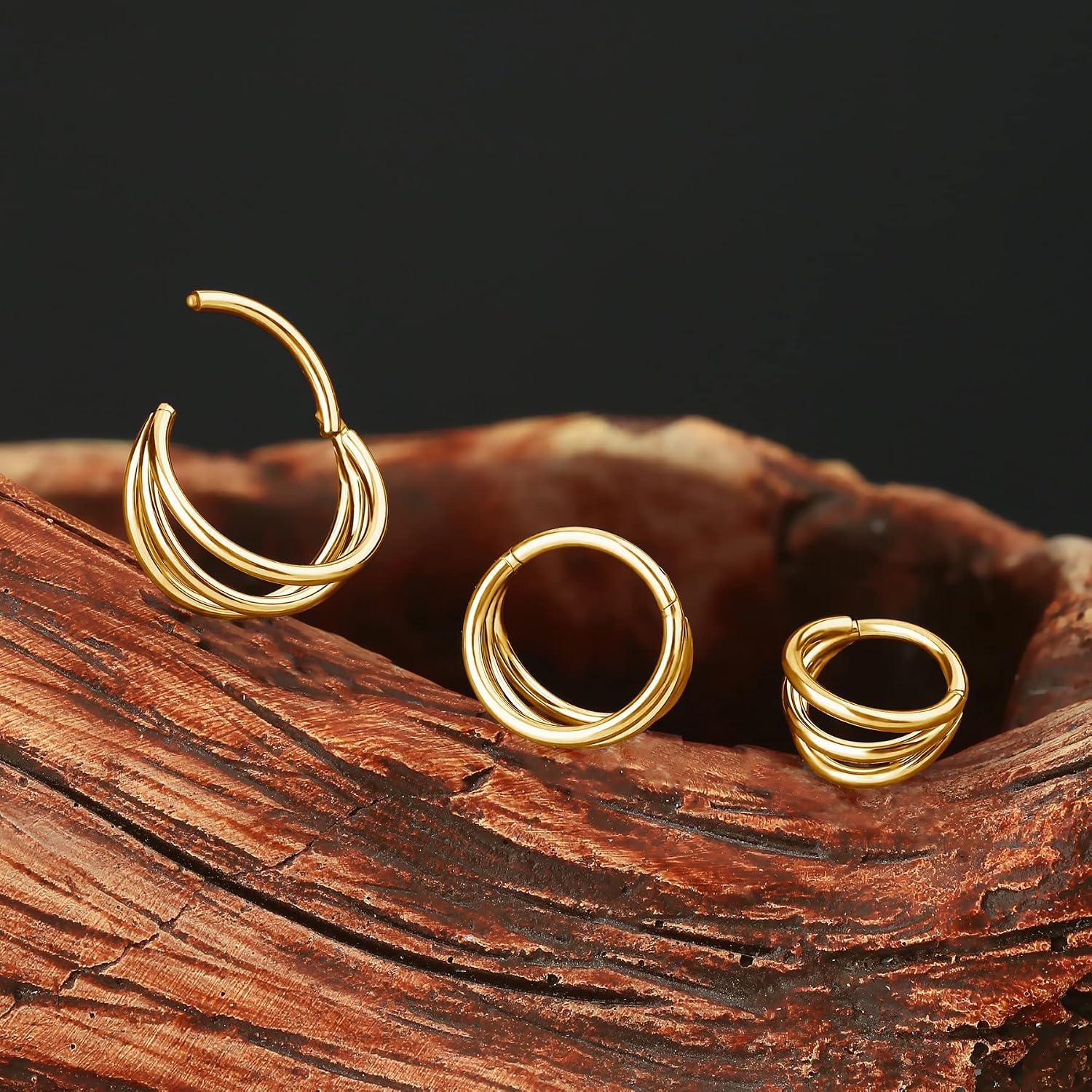 Detalle de OUFER Body Piercing boucles d’oreilles hélix en acier chirurgical 316L (16 g) avec anneau segment à charnière
