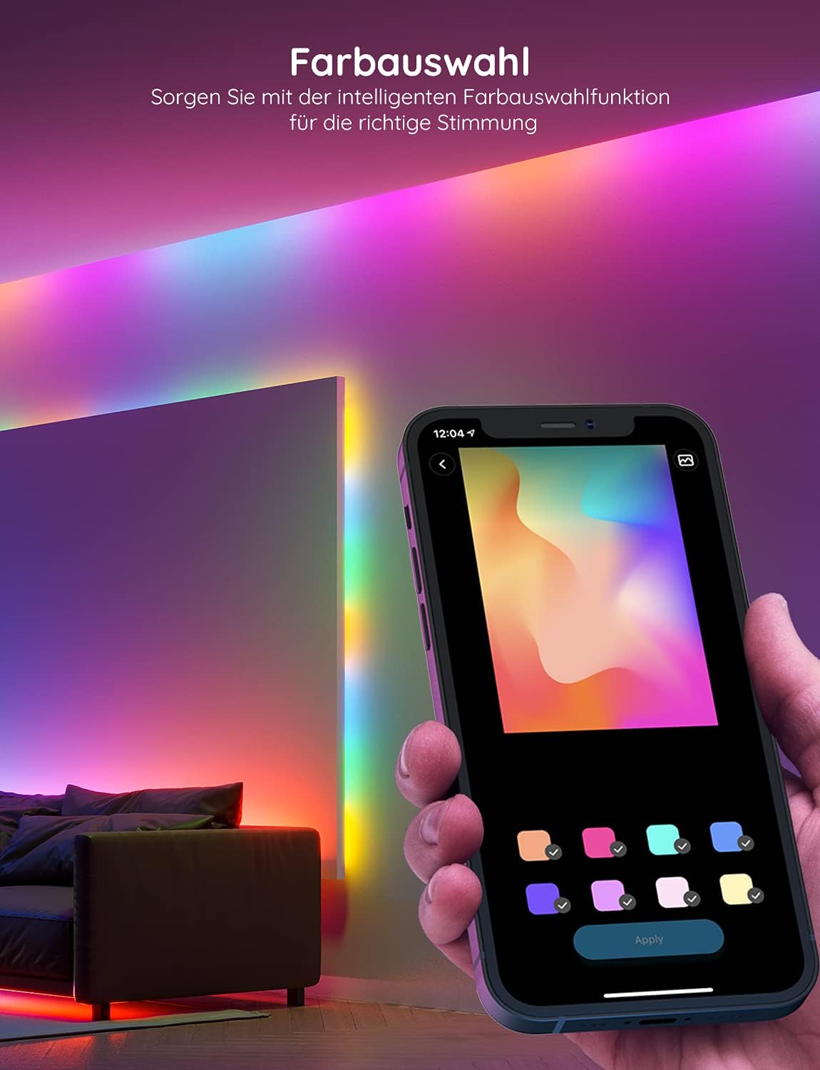 Thumbnail 2 de Govee RGBIC LED Streifen 5m – Musik-Sync, Segmentsteuerung, 64 Szenen, App-Bedienung
