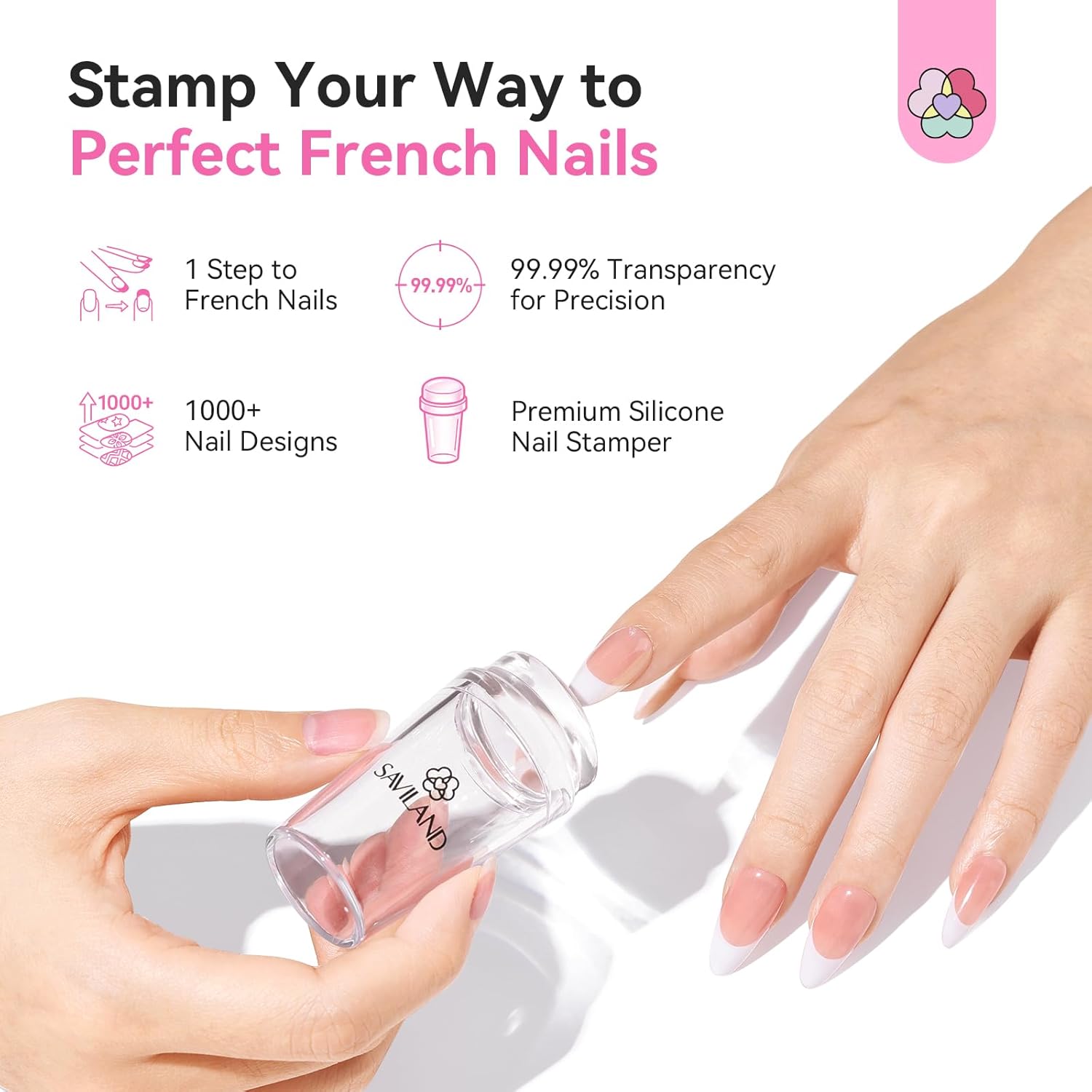 Detalle 2 de Saviland French Tip Nail Stamp Kit 4PCS ๐