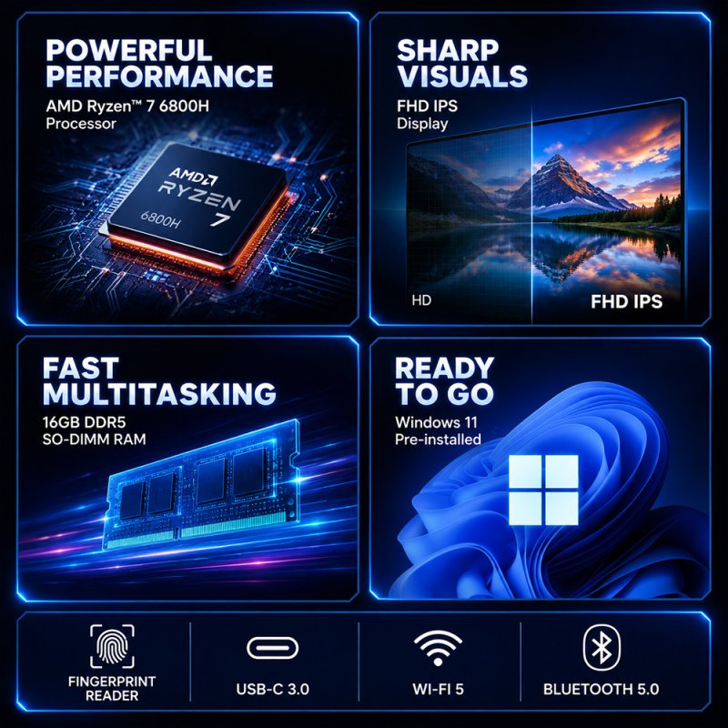Detalle 2 de Portátil Alurin Flex Advance AMD Ryzen 7 6800H, 16 GB/512 GB, 15.6" Windows 11 Home