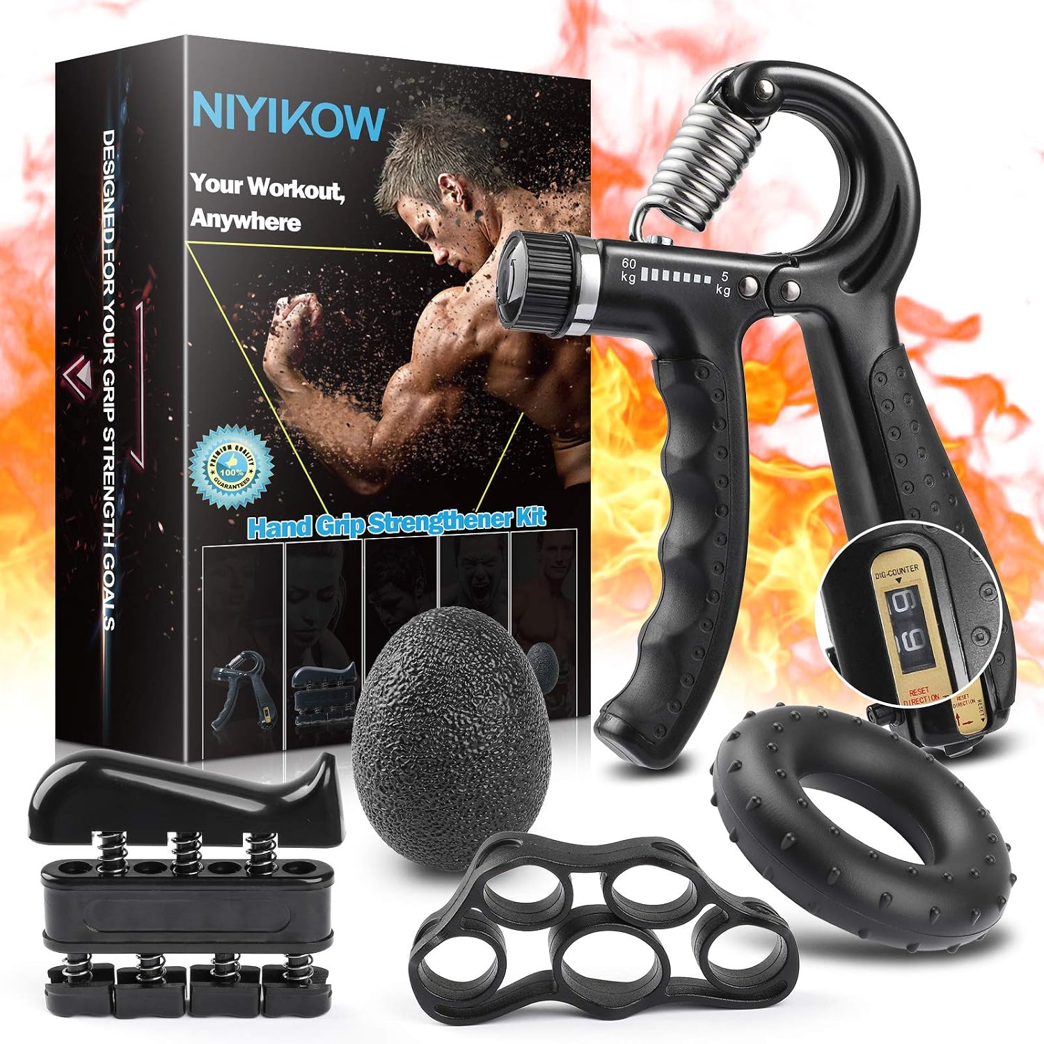 Detalle de NIYIKOW Hand Grip Strength Trainer Kit, 5-pack