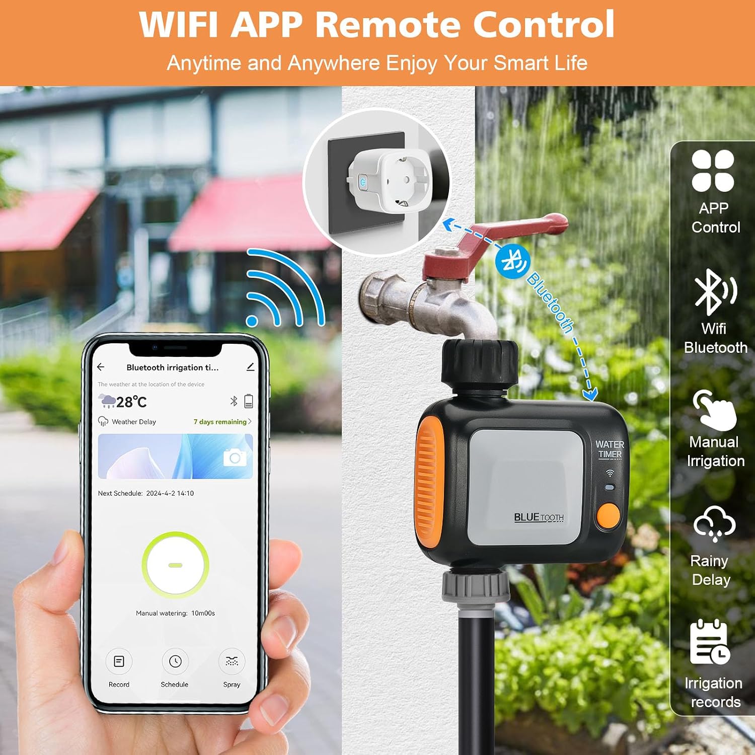 Detalle 2 de Johgee computer di irrigazione wifi con hub: controllo intelligente per giardino e serra