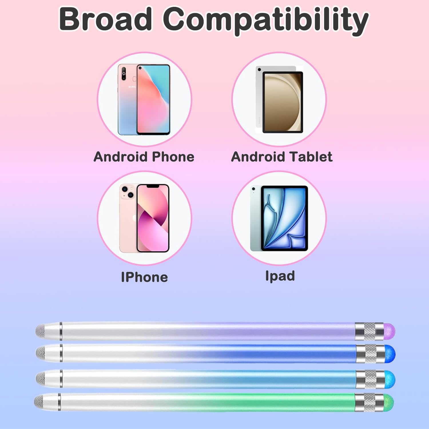 Thumbnail 3 de 4-Pack 2-in-1 Stylus Pens for Touch Screens (iPad Pencil 2-style) with 8 Extra Tips
