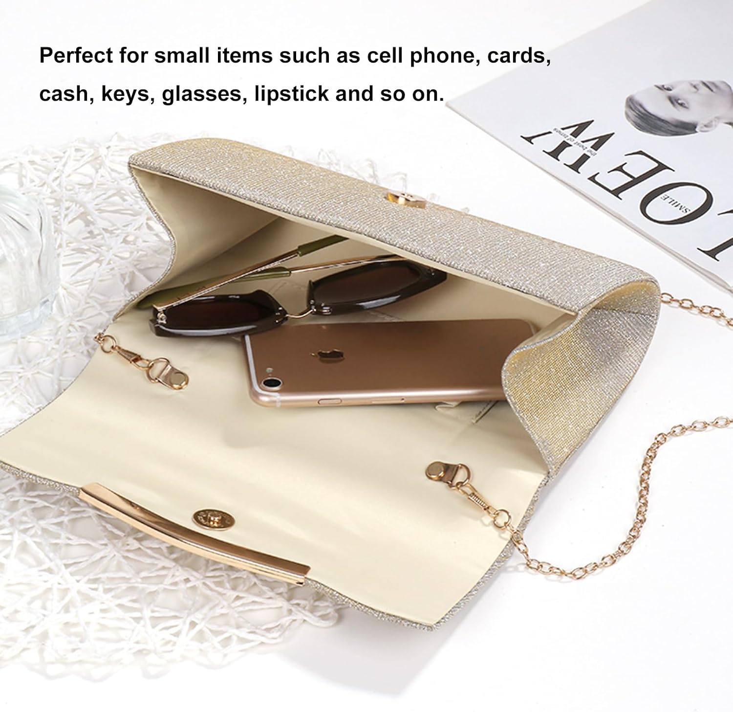 Thumbnail 3 de Kememo Sequin Clutch Bag 23 x 13 cm