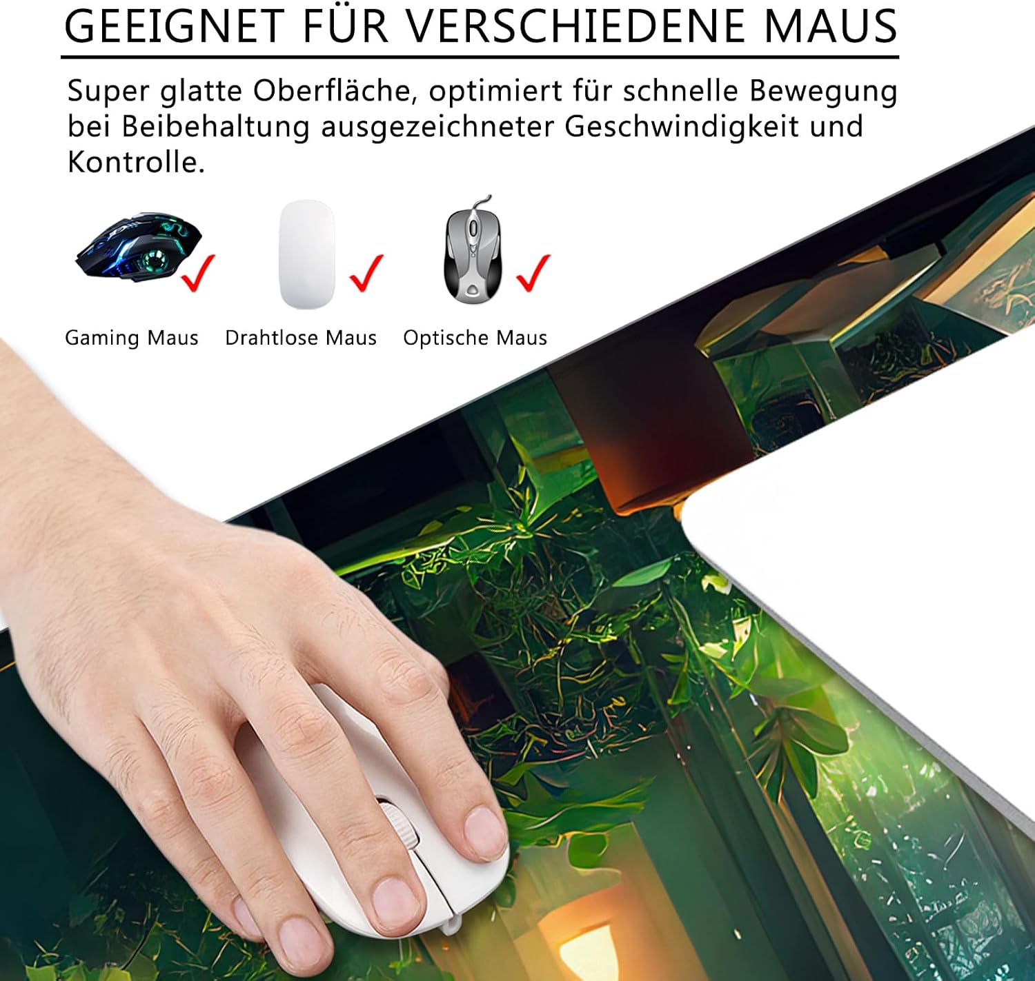 Thumbnail 2 de Tappetino per mouse verde XL 80 x 30 cm per gaming e scrivania