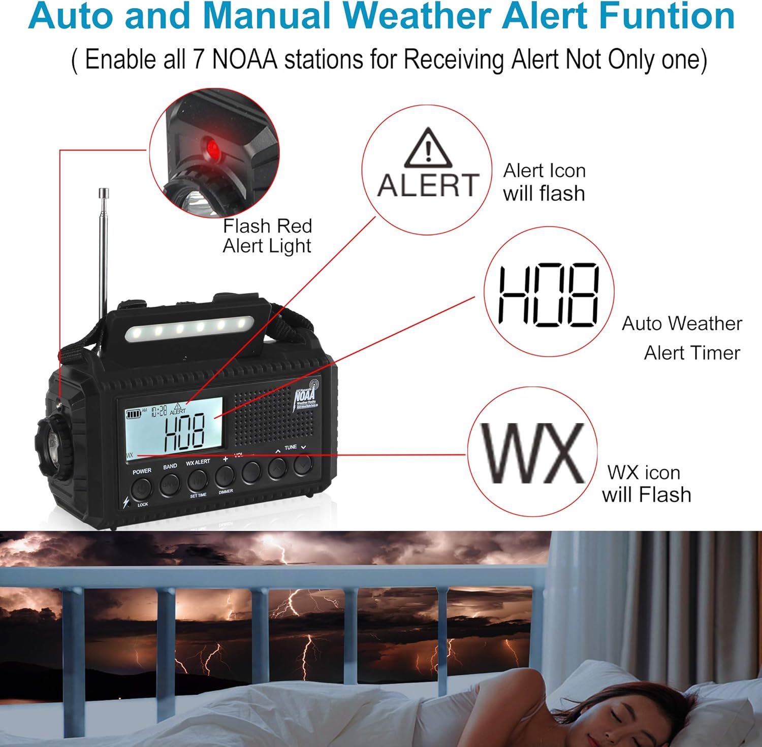 Detalle 2 de Auto NOAA Digital 5000 Weather Radio with Backlit LCD Screen