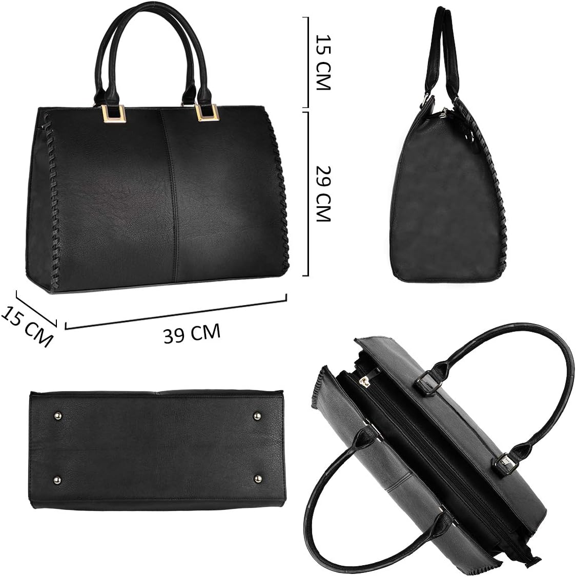 Thumbnail 5 de CRAZYCHIC Sac à Main Cabas A4 Noir