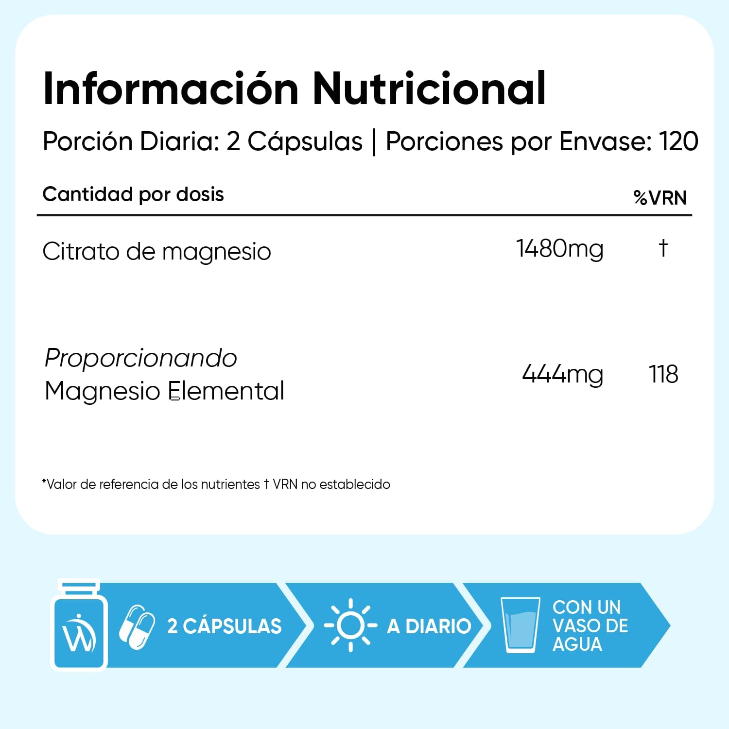 Detalle 1 de Citrato de Magnesio 1480mg 240 Caps 🍃 - Vitalidad y Equilibrio