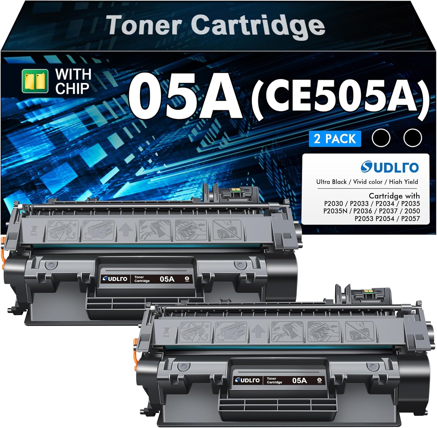 Detalle de SUDLTO 05A CE505A Black Laser Toner Cartridge, Compatible 2-Pack