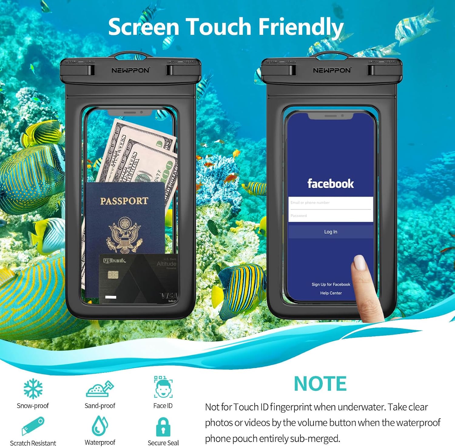 Thumbnail 5 de 6 Pack 8.5" Waterproof Phone Pouch with Lanyard — Floating Dry Bag Case for Beach and Water Activities