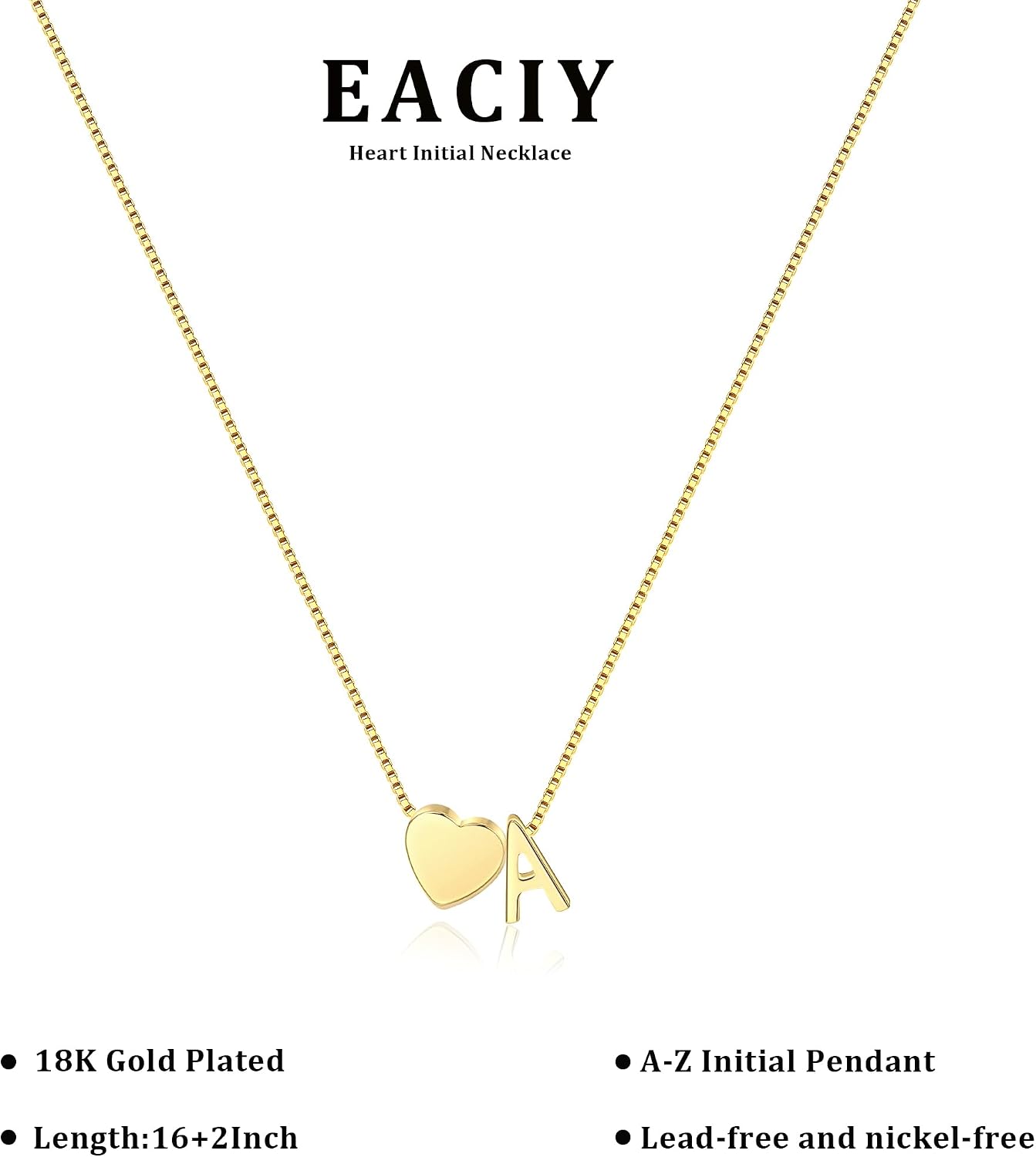 Thumbnail 6 de Eaciy Heart Initial Necklace 16" 💖