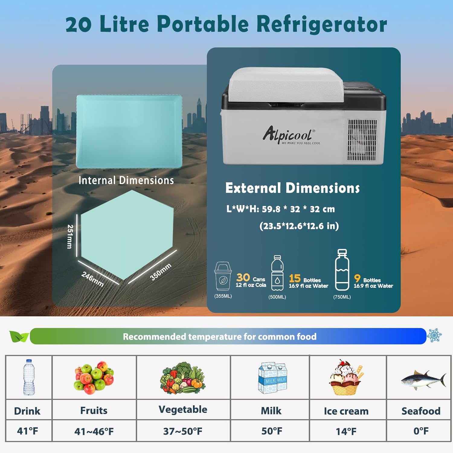 Thumbnail 4 de Alpicool EC20 20L compressor car fridge freezer 🚚