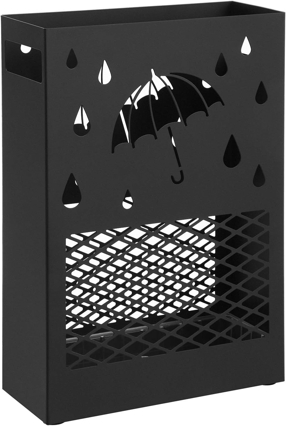 Detalle de Porta Ombrelli in Metallo SONGMICS LUC004B01: design ritagliato e vaschetta scolapioggia