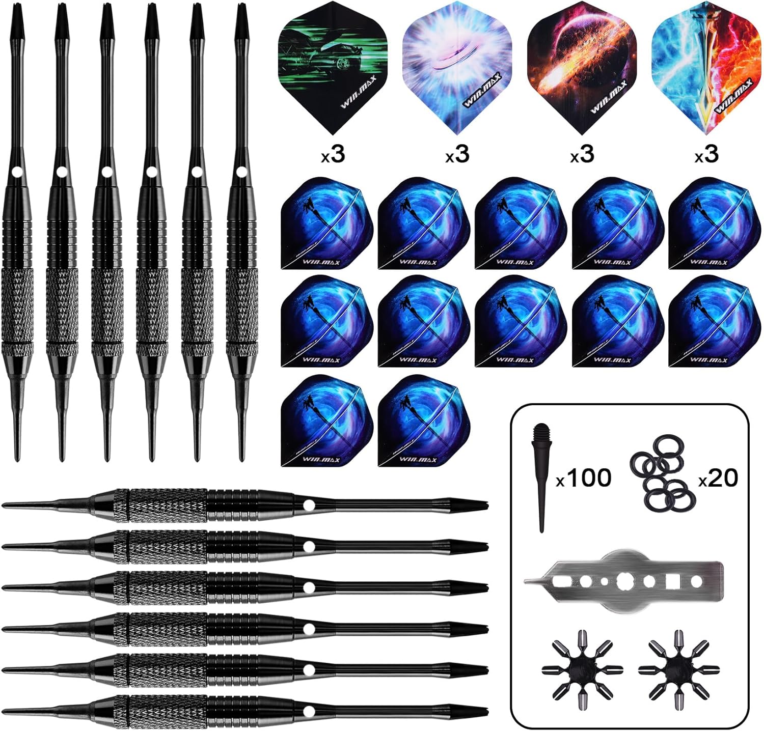 Thumbnail 6 de WIN.MAX Elektronische Dartscheibe Profi Set mit 34 Games, 354 Varianten – für 1 bis 8 Spieler, 3 Sprachen