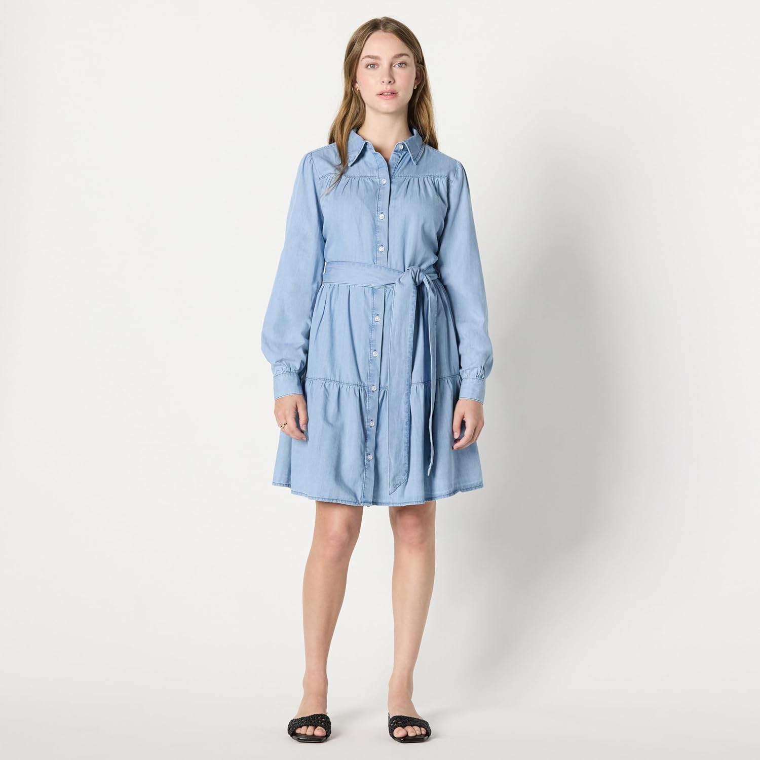 Thumbnail 2 de Amazon Essentials Damen Fit-and-Flare Jeanshemdkleid aus Chambray – gestreift, langarm