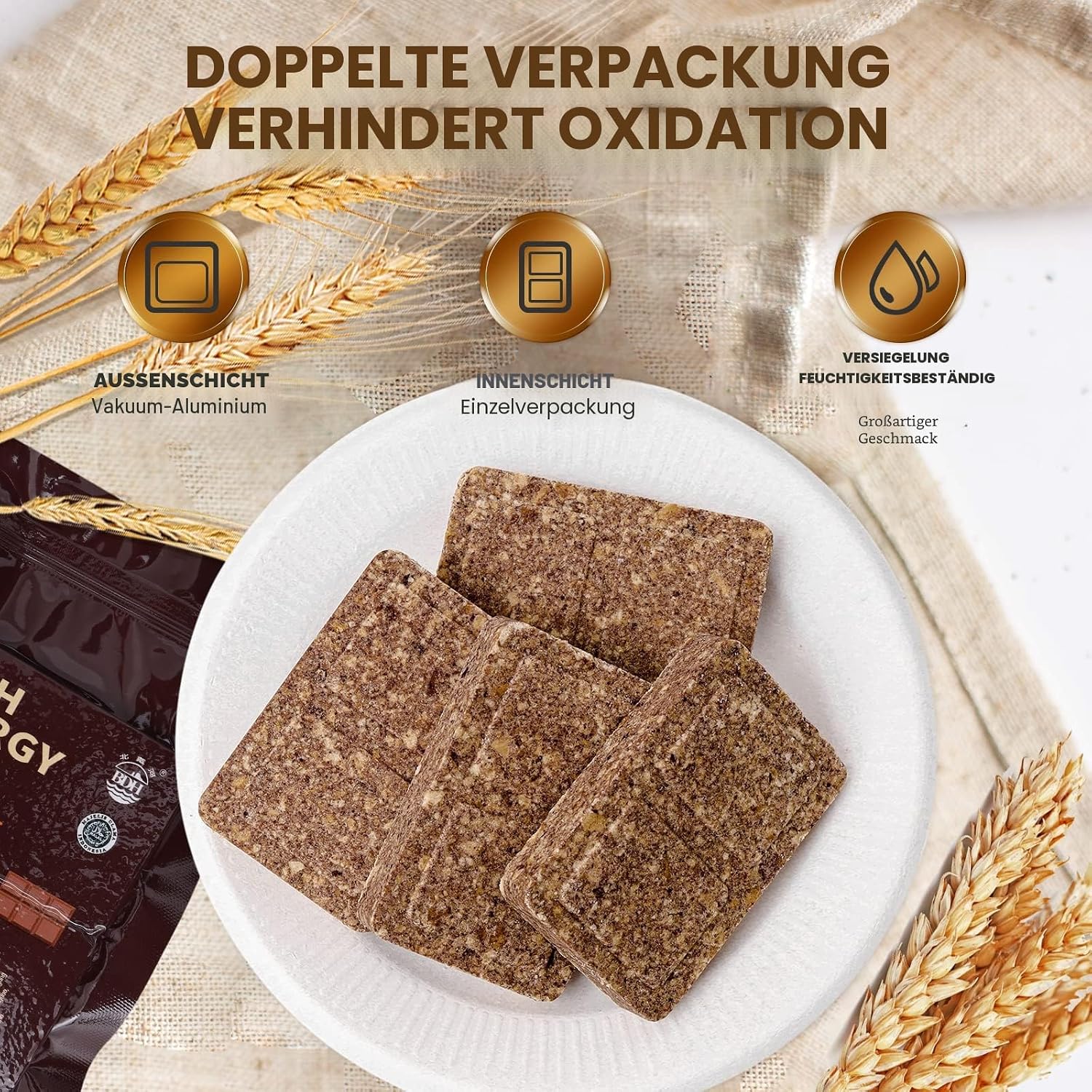 Thumbnail 1 de Notfall-Rationsriegel mit Schokoladengeschmack – Überlebens-Tabs für Outdoor, Camping & Notfälle, 12 Stück