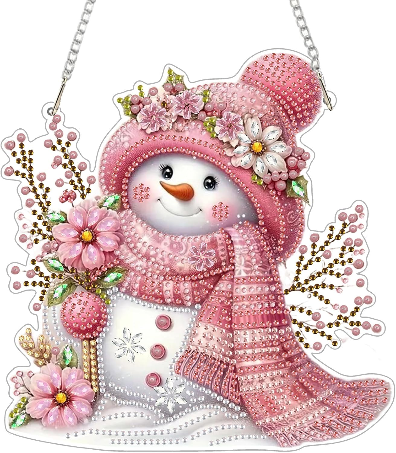 Detalle de GHHKUD Christmas Hanging Diamond Art Kit – Special Shaped Snowmen 5D Diamond Painting