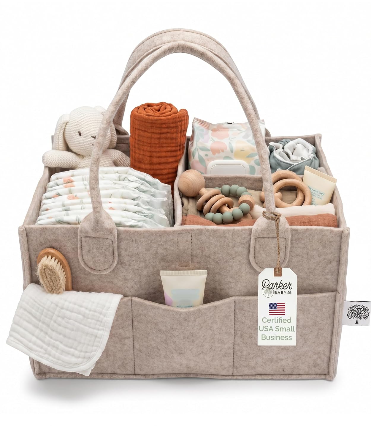 Detalle de Parker Baby Diaper Caddy Oatmeal organizer for diapers