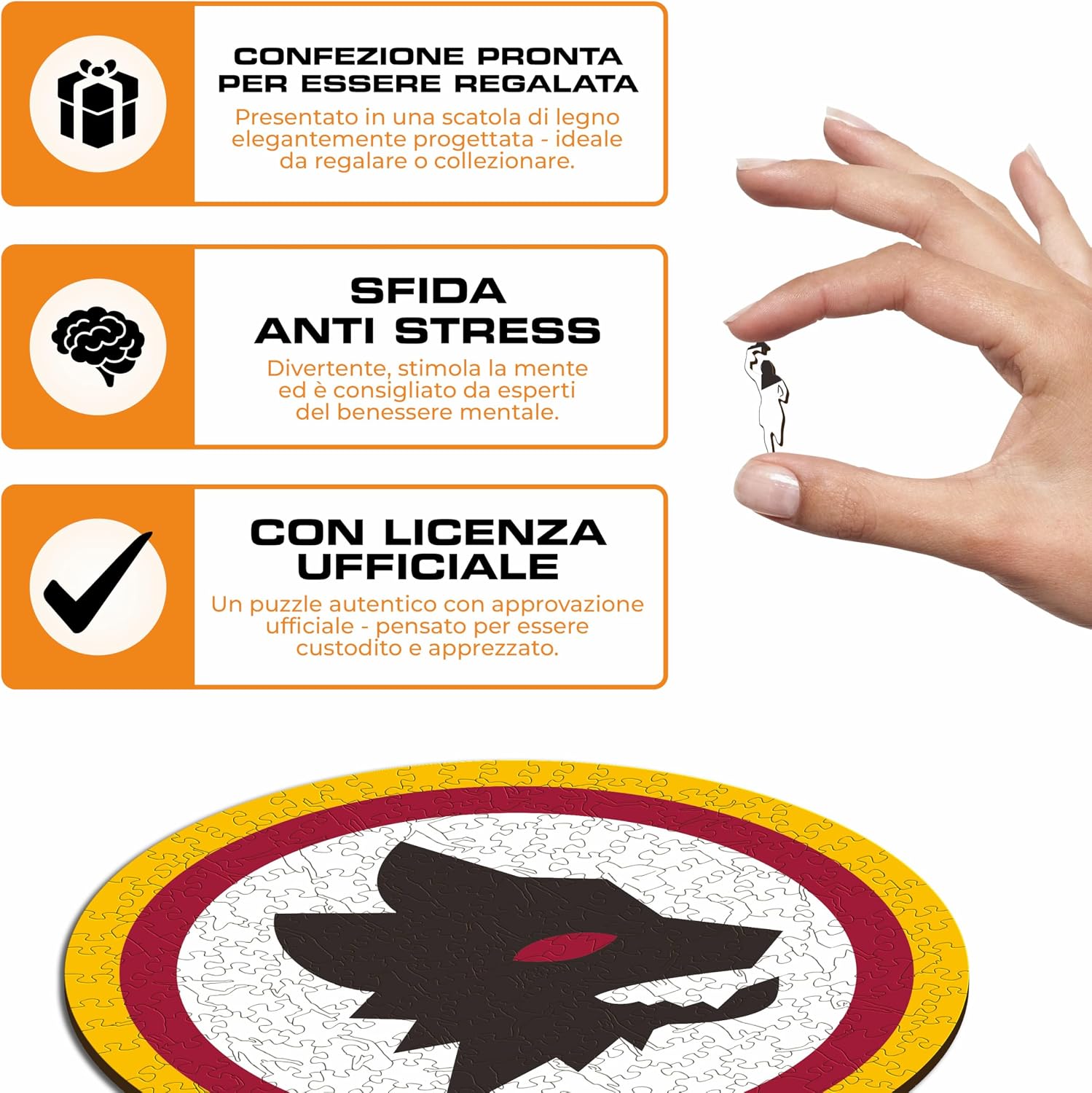 Detalle de Iconic Puzzles Roma Lupetto, puzzle di legno S da 150 pezzi a licenza ufficiale