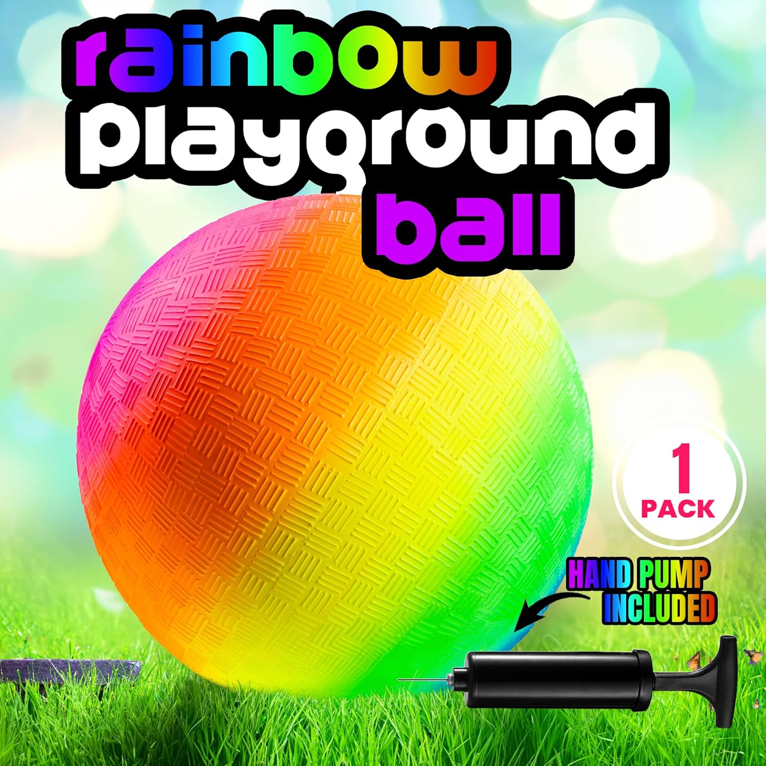 Thumbnail 4 de PlayBolt Rainbow Playground Ball (8.5-inch) – Rubber Bouncy Inflatable Ball for Kids & Adults, Indoor/Outdoor Games