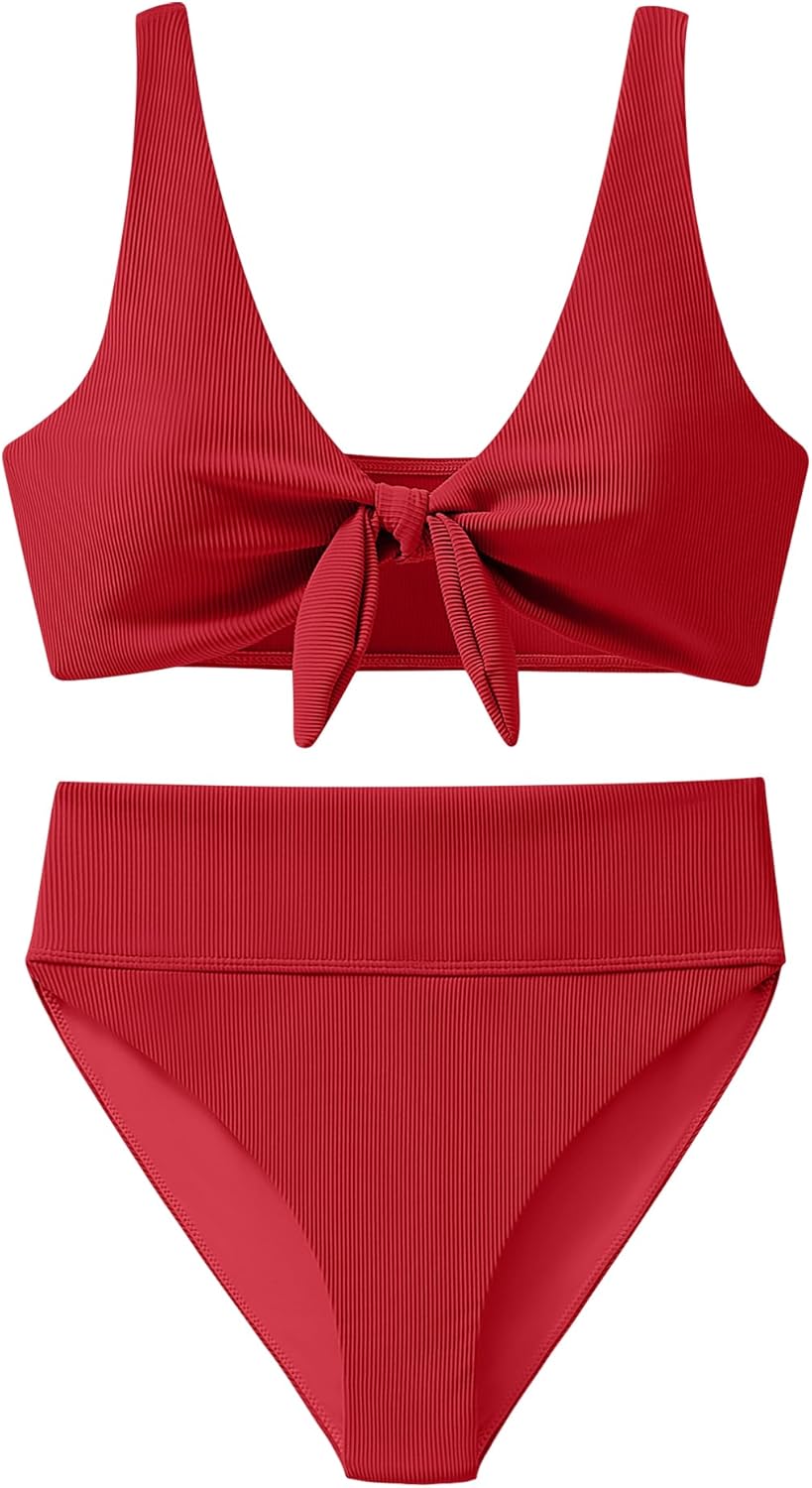 Detalle de ANRABESS Bikini Sets for Women: High-Waisted Ribbed Two-Piece for 2026 Beach Vacation