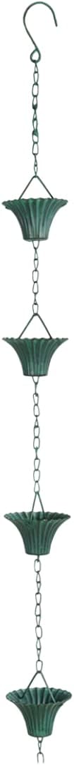 Thumbnail 2 de Esschert Rain Chain (Verdigris) – cast-iron gutter rain chain for garden and terrace