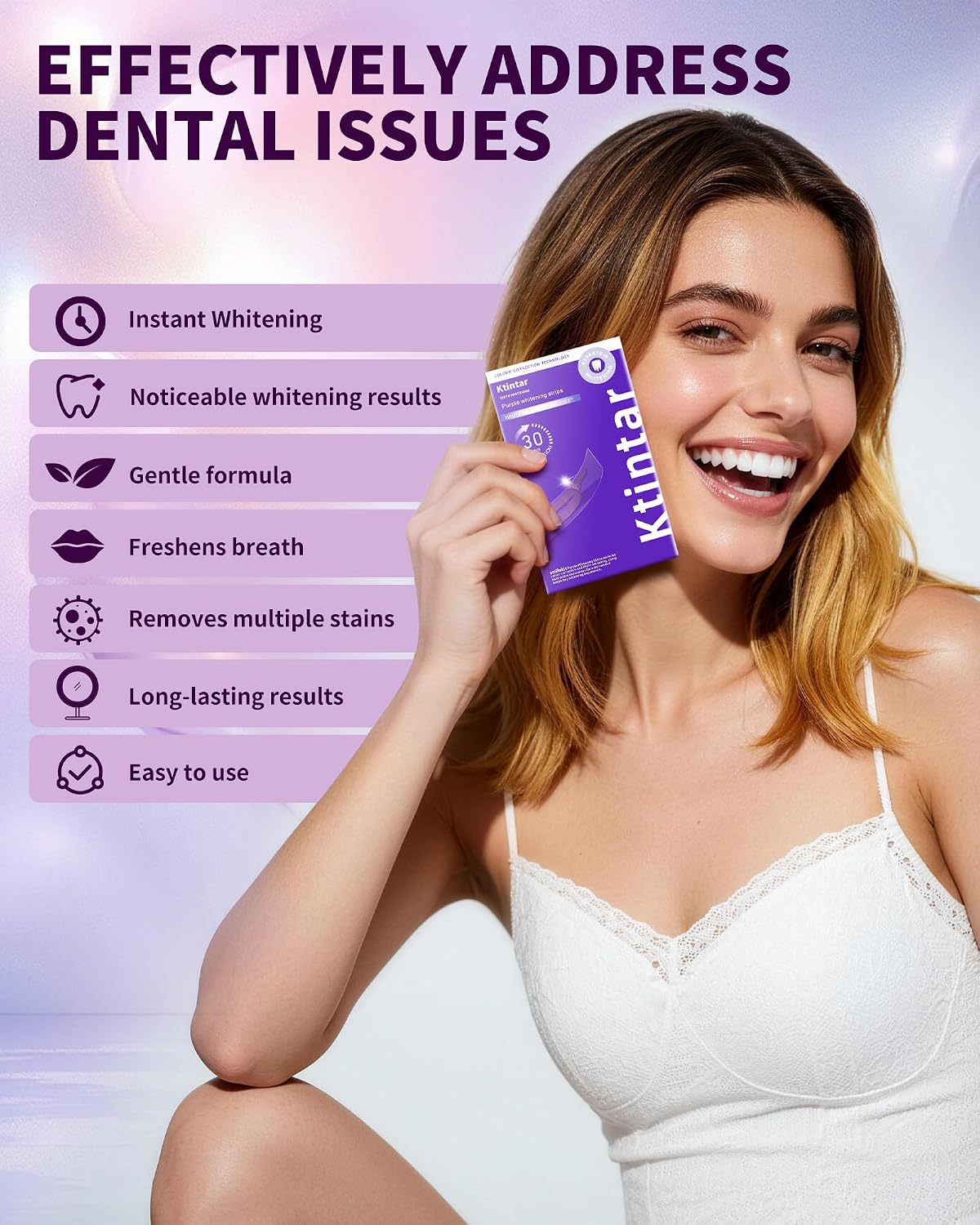 Thumbnail 5 de Ktintar 28 Strips Purple Teeth Whitening Strips for Sensitive Teeth
