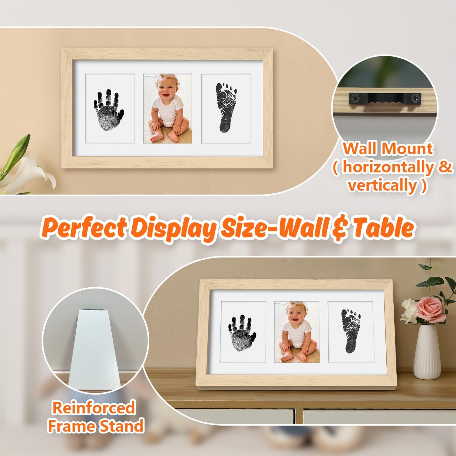Thumbnail 6 de PewinGo Baby Handprint and Footprint Kit with Clean-Touch Ink Pad (Oak frame)