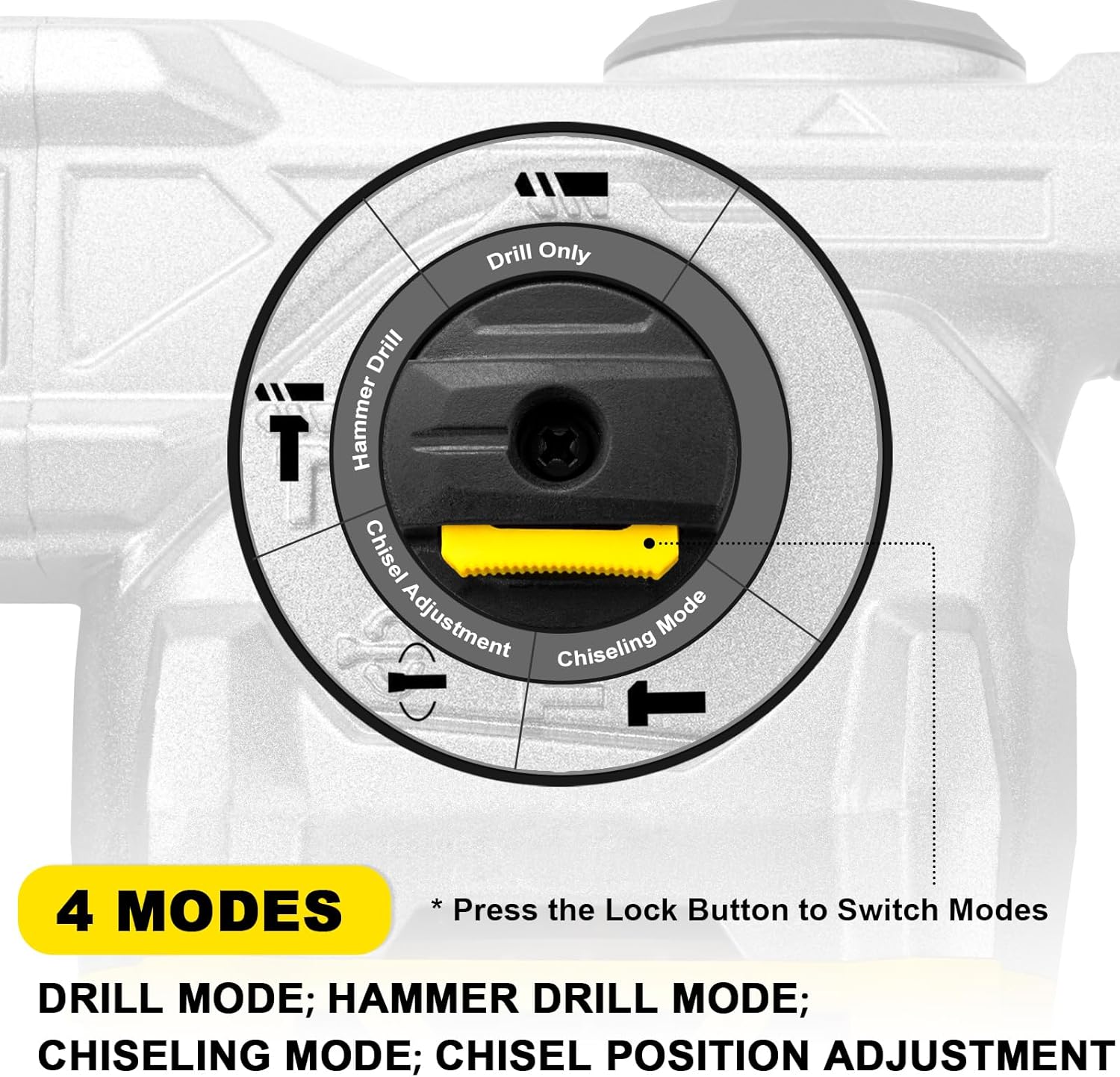 Detalle 2 de Enventor 1500W Heavy Duty Rotary Hammer Drill (SDS-Plus) with 360° Auxiliary Handle